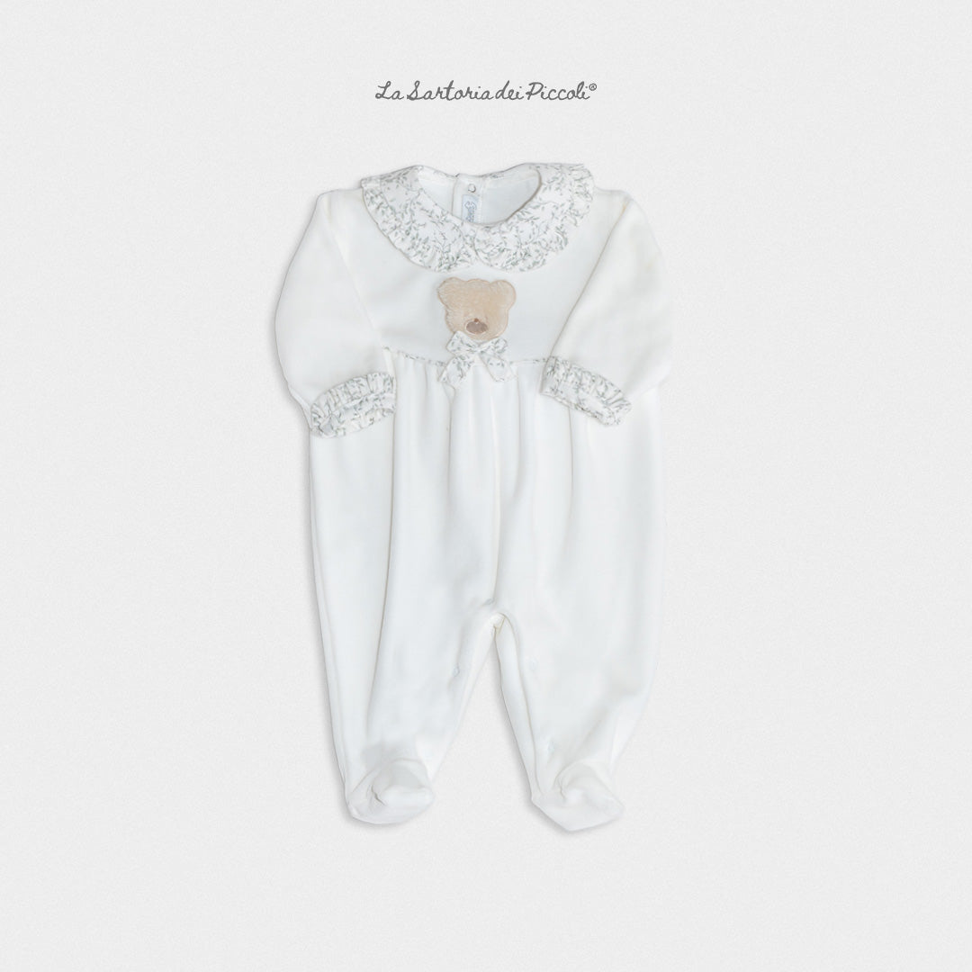 Newborn Baby Romper, Cream Chenille, SARTORIA DEI PICCOLI (code LTB1102)
