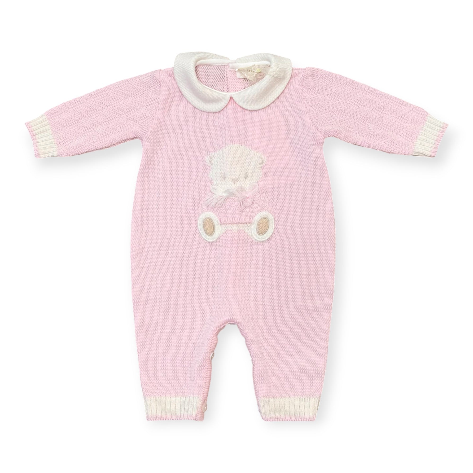 Baby Girl's Pure Wool Teddy Romper, Pink, 7774
