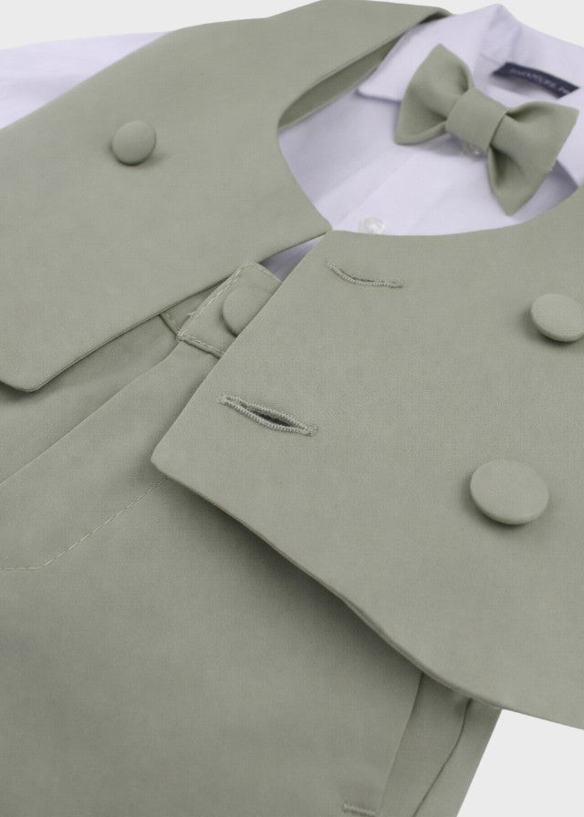 Completo Cerimonia Gilet Bermuda Verde Salvia