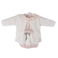 Completo 3 pezzi con salopette-coulotte e fiori Bimba VANIGLIA IN2560 -  NANU' BABY
