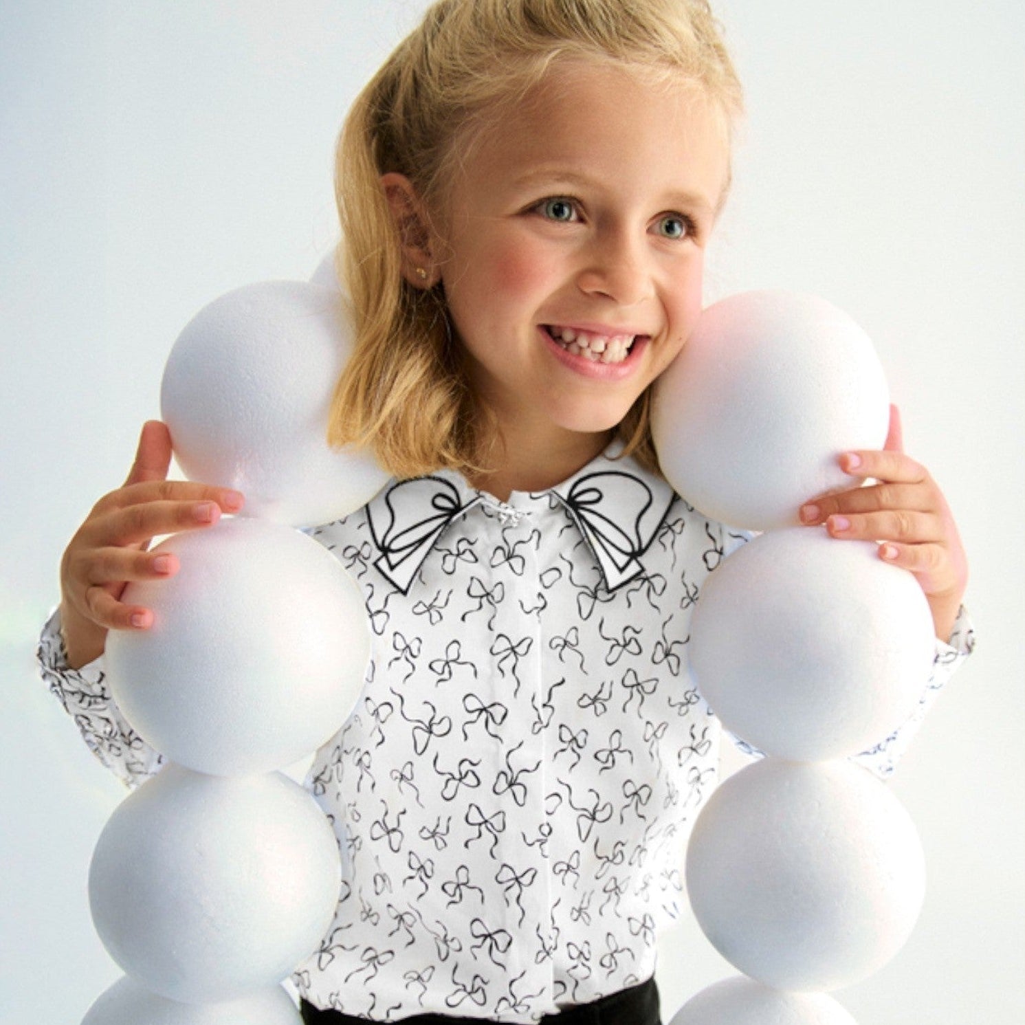 Blusa popelin satinato fiocco Bimba PANNA 5613/3 -  NANU' BABY