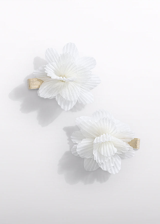 White Tulle Flower Hair Clips 5467/62