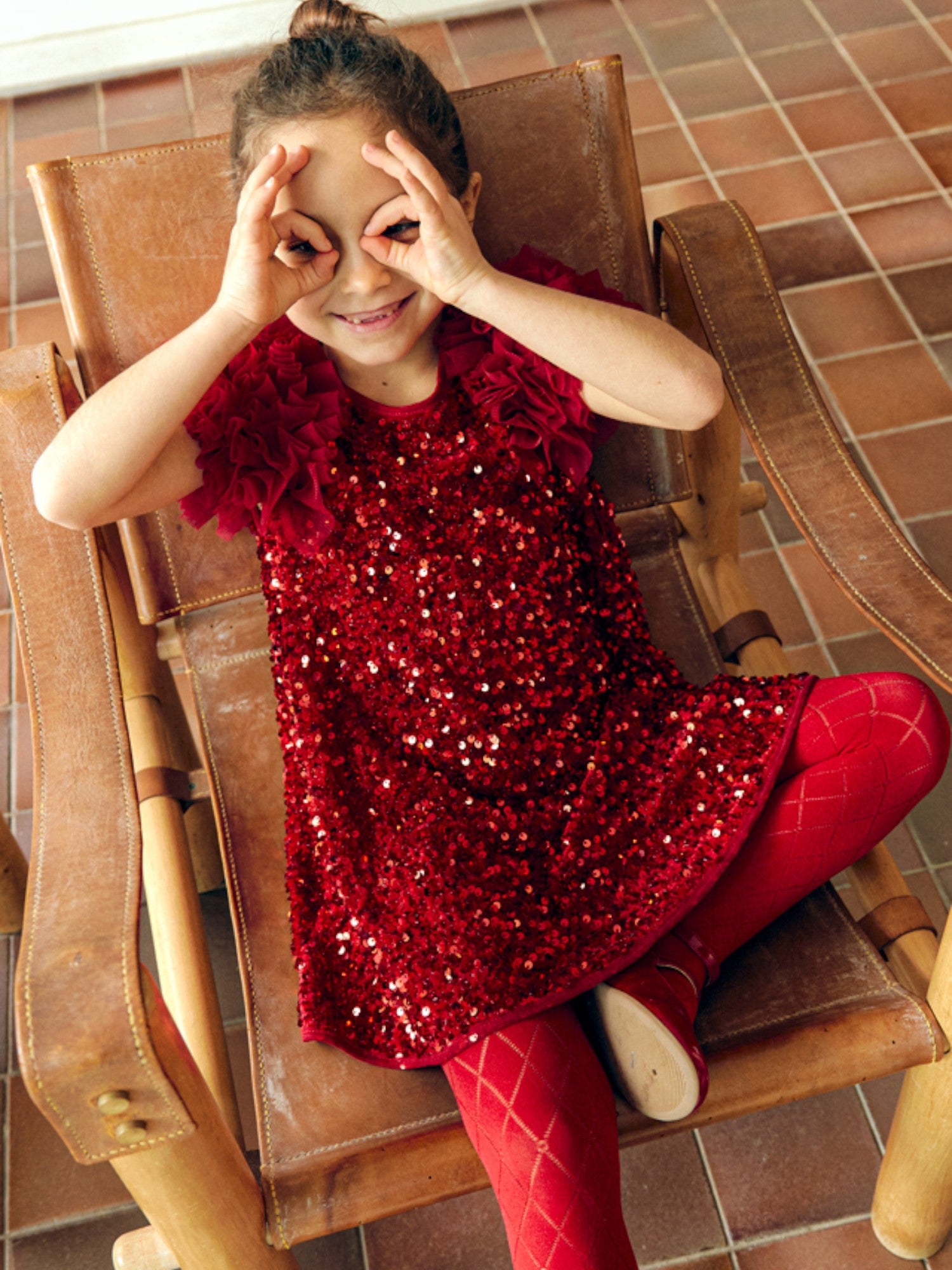Abito lustrini velluto Bimba Rosso 5529/2 -  NANU' BABY
