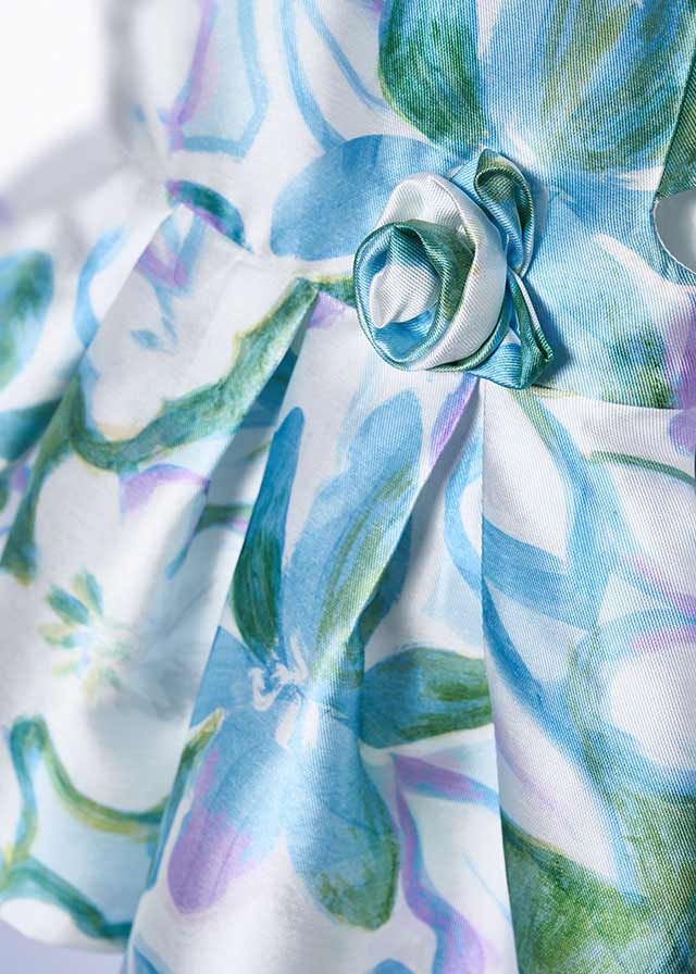 Abito Mikado Stampato Turchese 5013/8