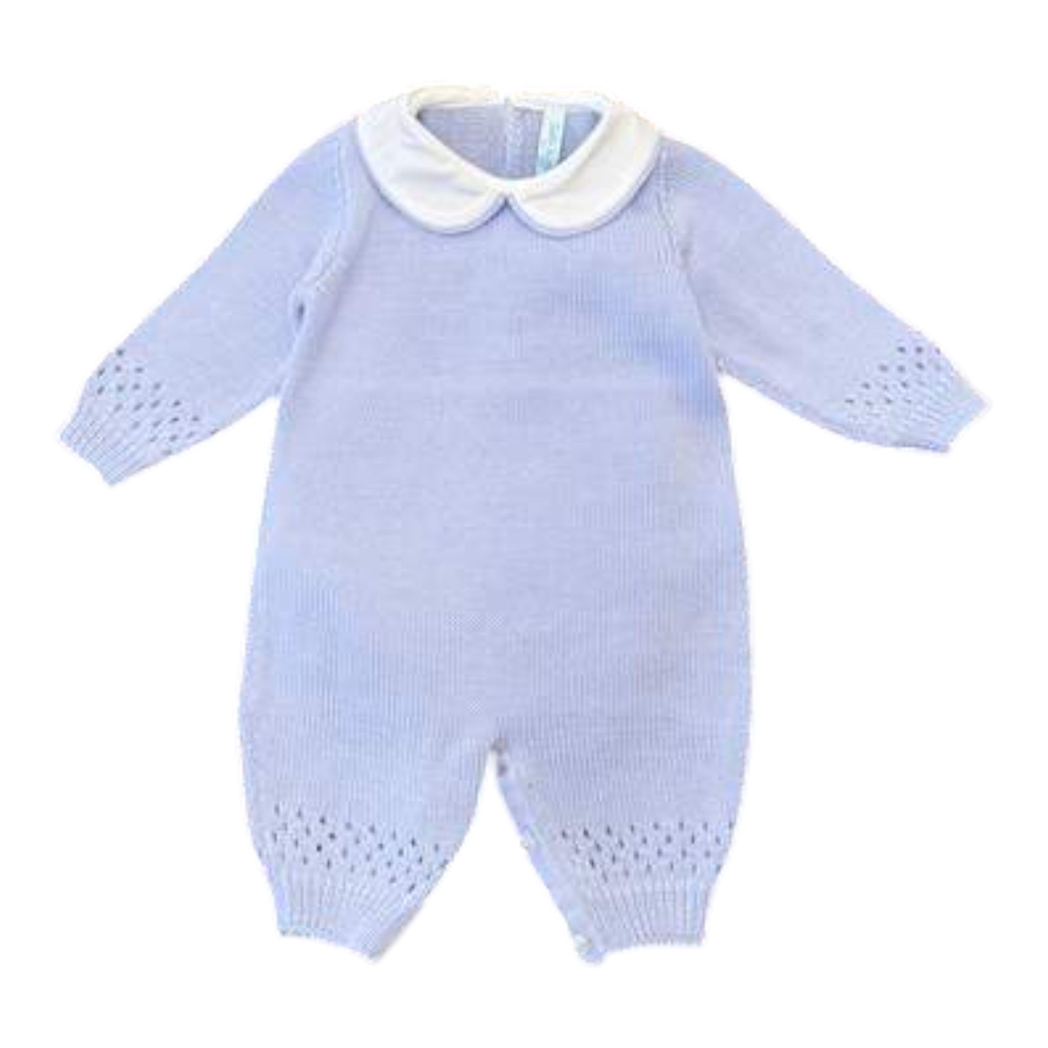 Merino Wool Baby Romper, Sky Blue - BEBE' DI ALMY T80L/C