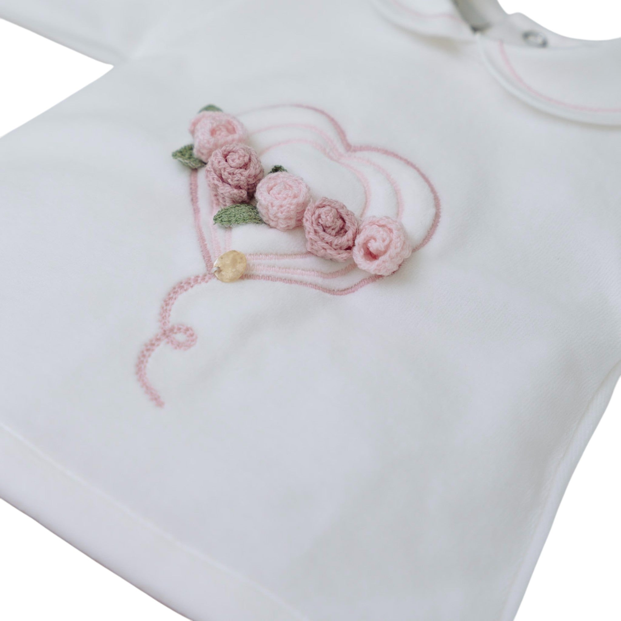 100% Chenille Newborn Baby Set, Vanilla Pink Heart IN2717