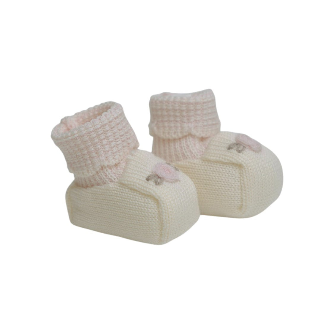 Babbucce Neonata Lana Vergine 100% Vaniglia Rosa IN10S/R