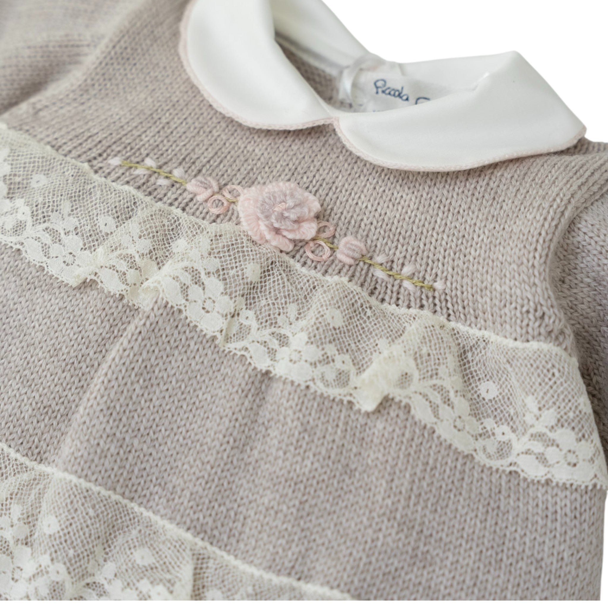 Baby Birth Set, Pure Wool, Rococo Flower Embroidery, CLAUDIA - Piccola Giuggiola CLAUDIA/CN-T
