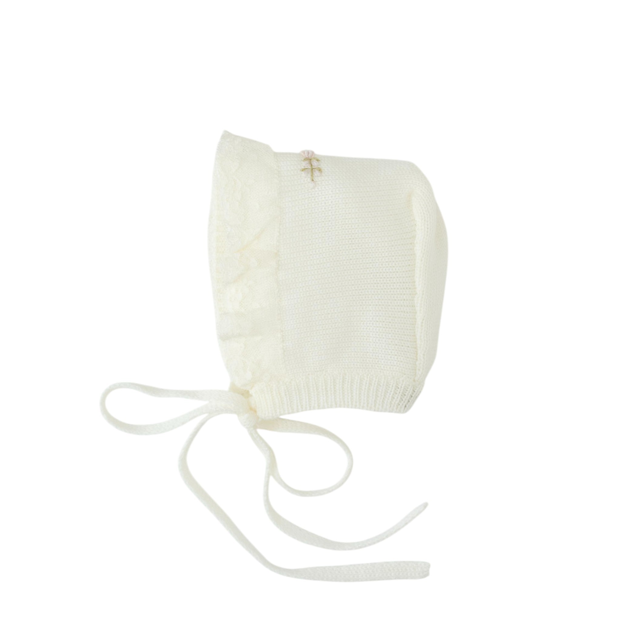 Pure Wool Hat with Rococo Flower Embroidery CLAUDIA - Piccola Giuggiola CLAUDIA/CU