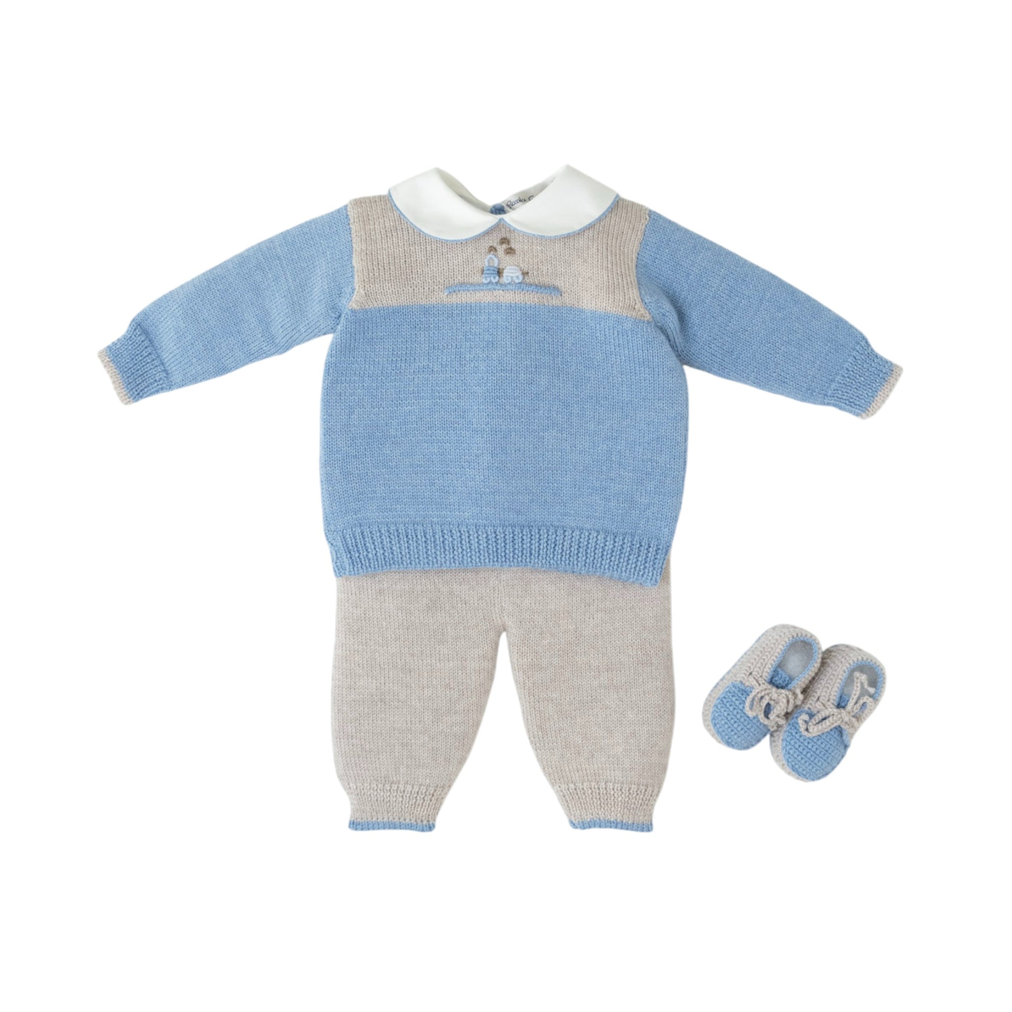 2-Piece Set of Embroidered Train Bibs BENNY - Little Jujube BENNY-CN