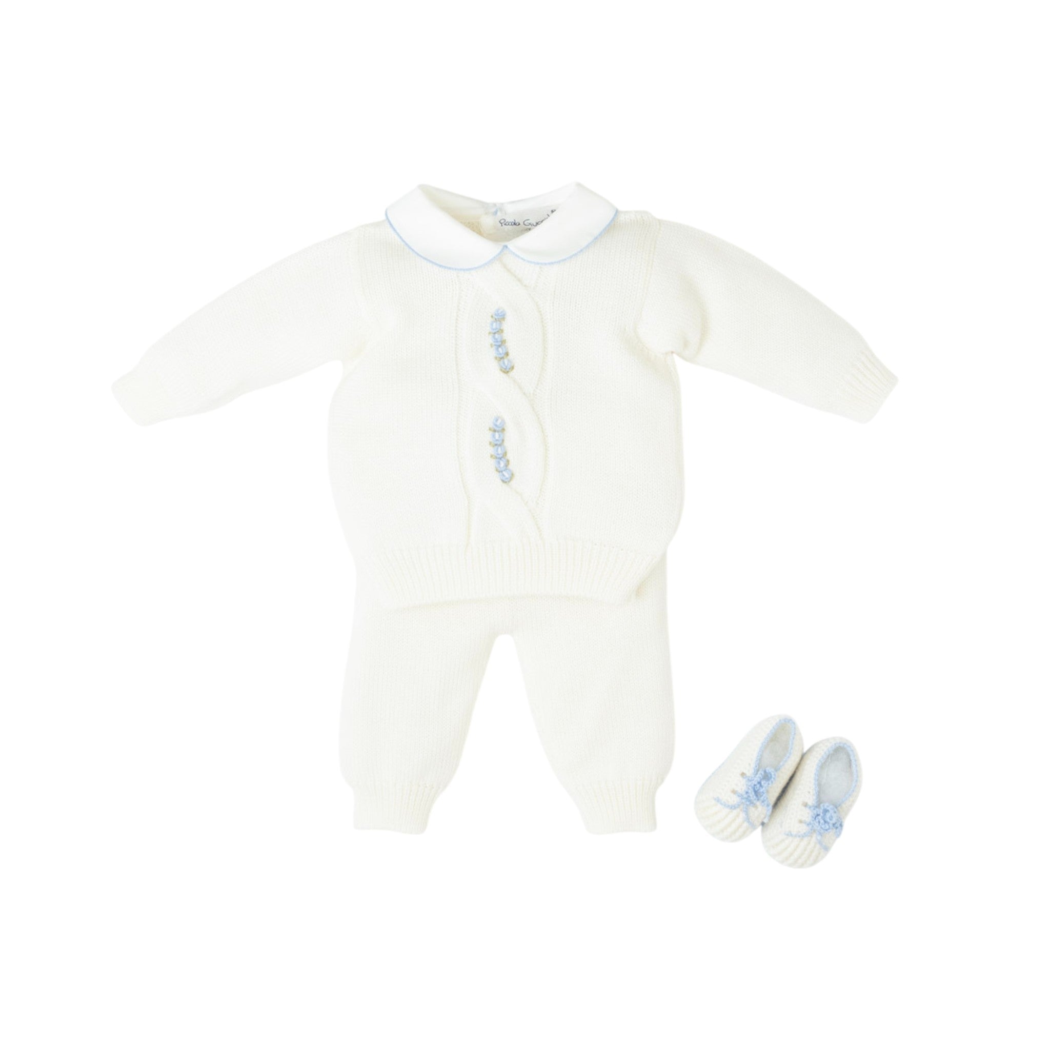 OLLY Pure Wool Baby Set with Braided Embroidery - Piccola Giuggiola OLLY/CN-C
