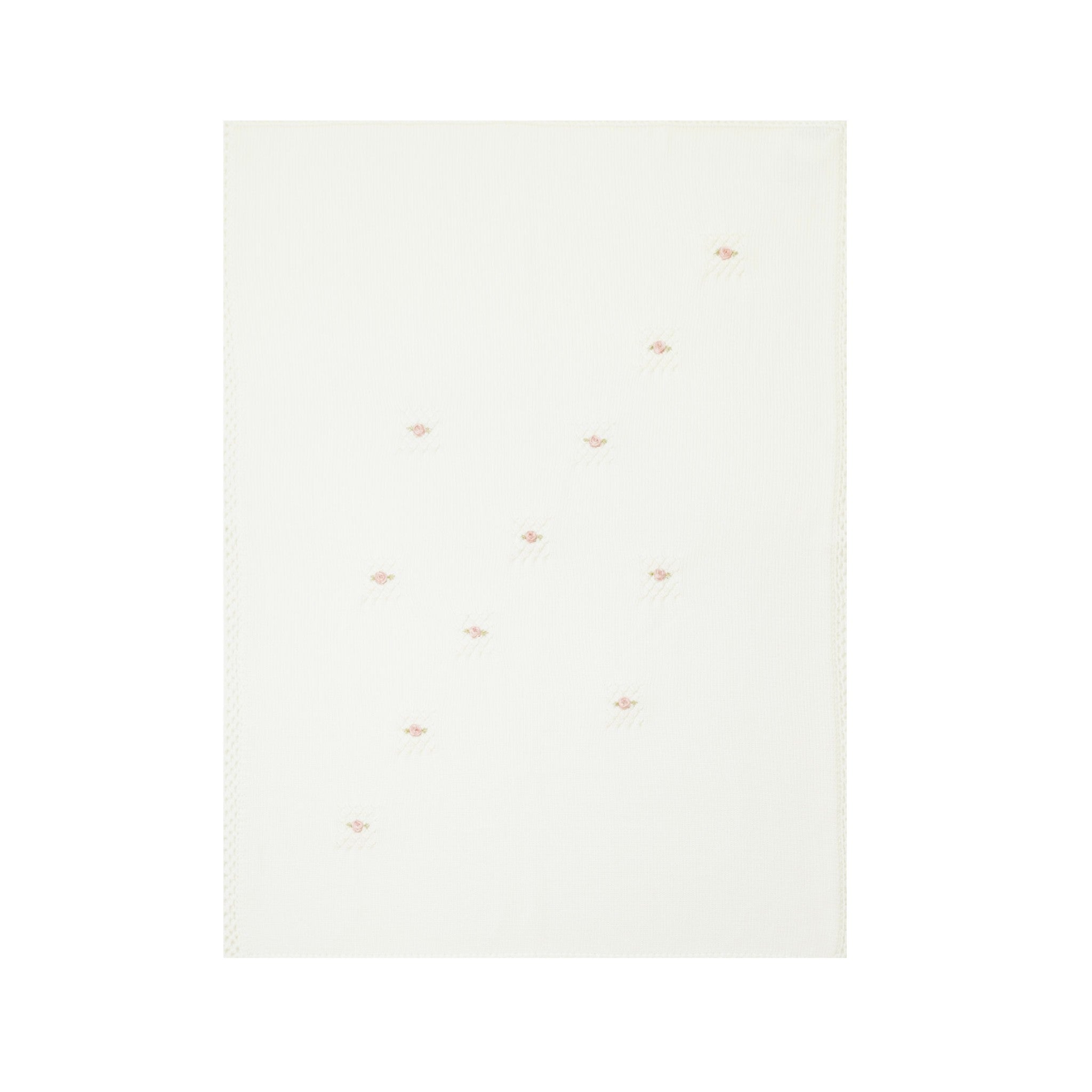 Pure Wool Blanket with Rococo Flower Embroidery ASIA - Piccola Giuggiola