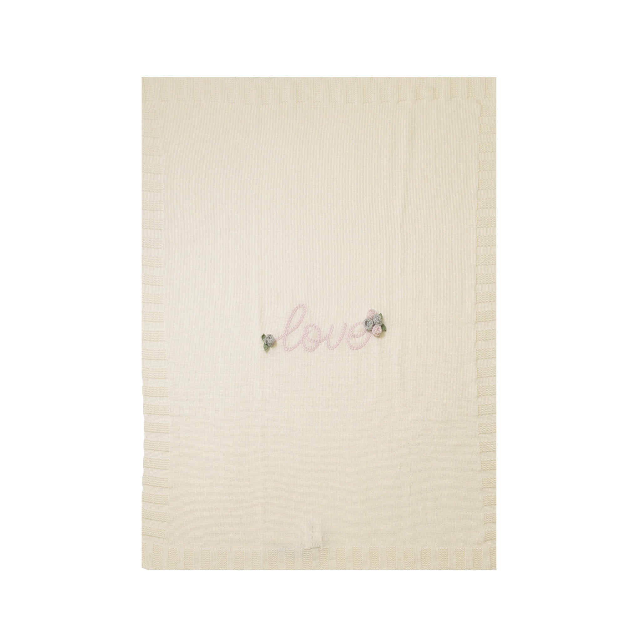 100% Virgin Wool Baby Blanket, Vanilla Pink Marsala IN1980/V