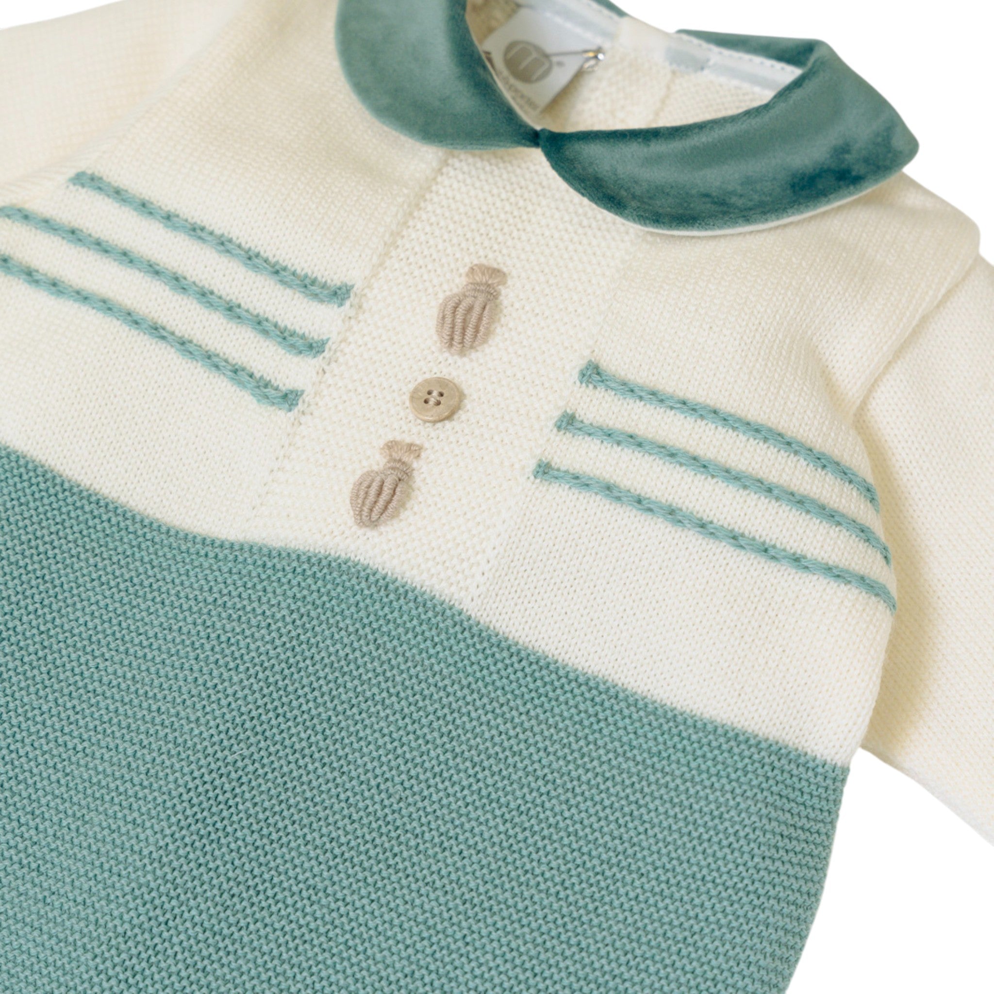 Baby Romper 100% Virgin Wool Vanilla Sage Green IN6610