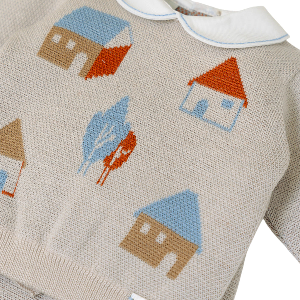 Completo Nascita Neonato Lana Vergine 100% Tortora Cielo Polvere IN5150/C