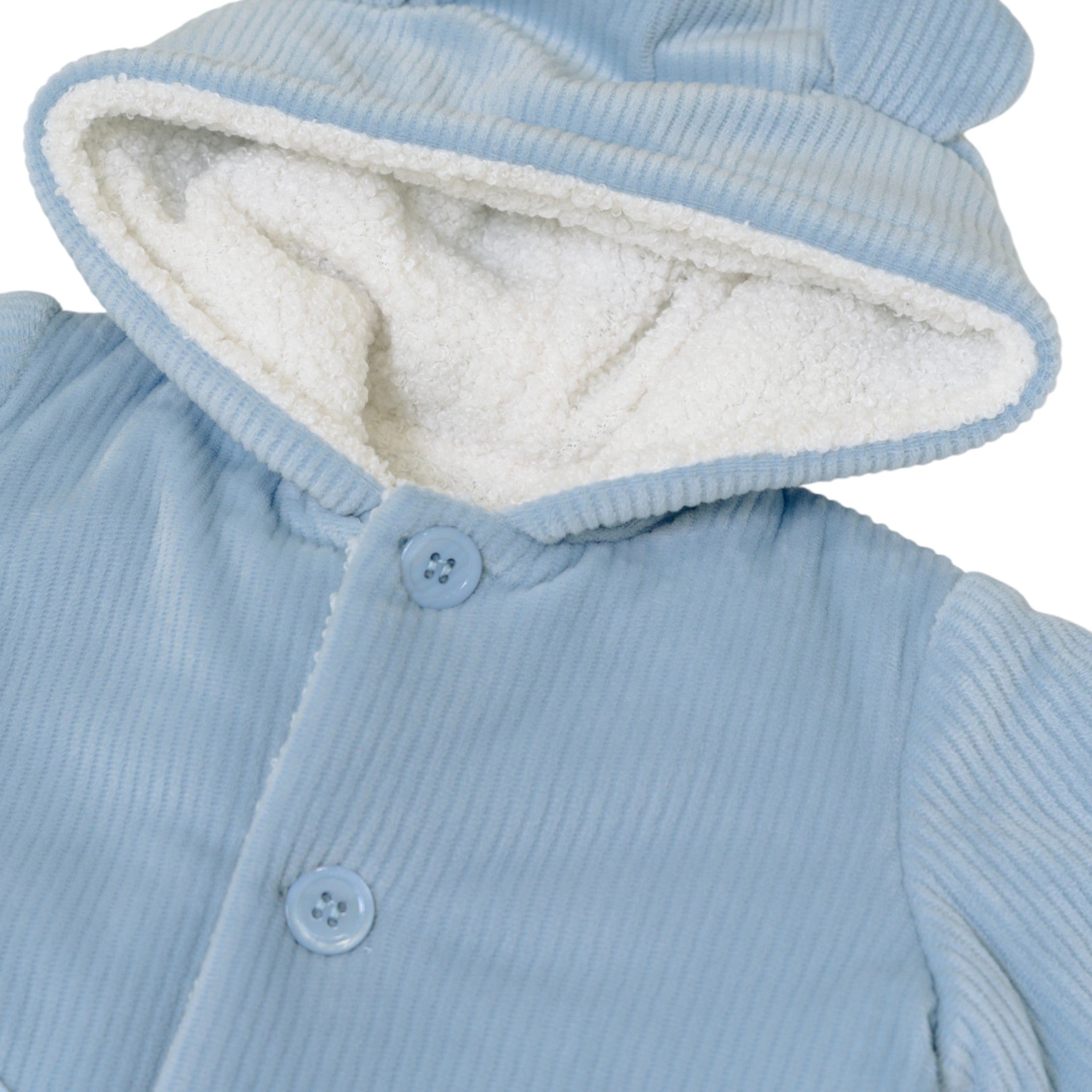 Cappottino Cappuccio Orsetto Bimbo Cotone 100% Cielo IN5940/C