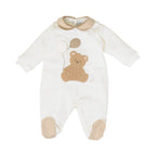 Vanillefarbener Baby-Body mit Teddybär und Luftballons IN7014BIS