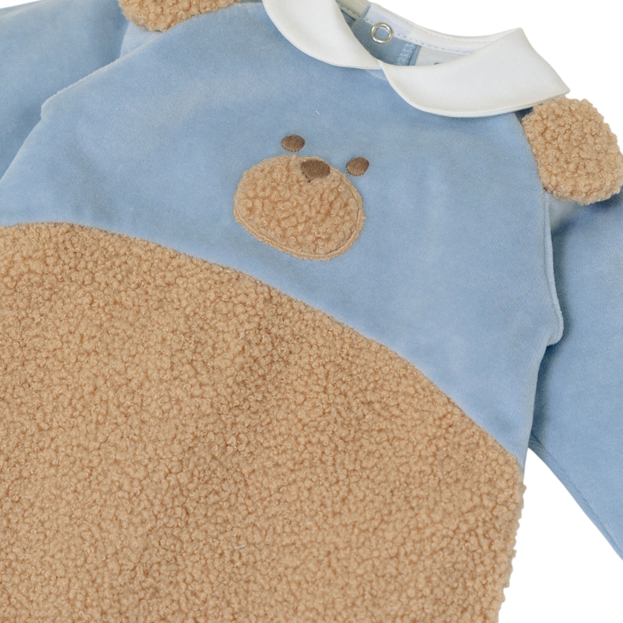 100% Chenille Baby Romper, Sky Blue, Bear and Balloons Design, IN7023/C