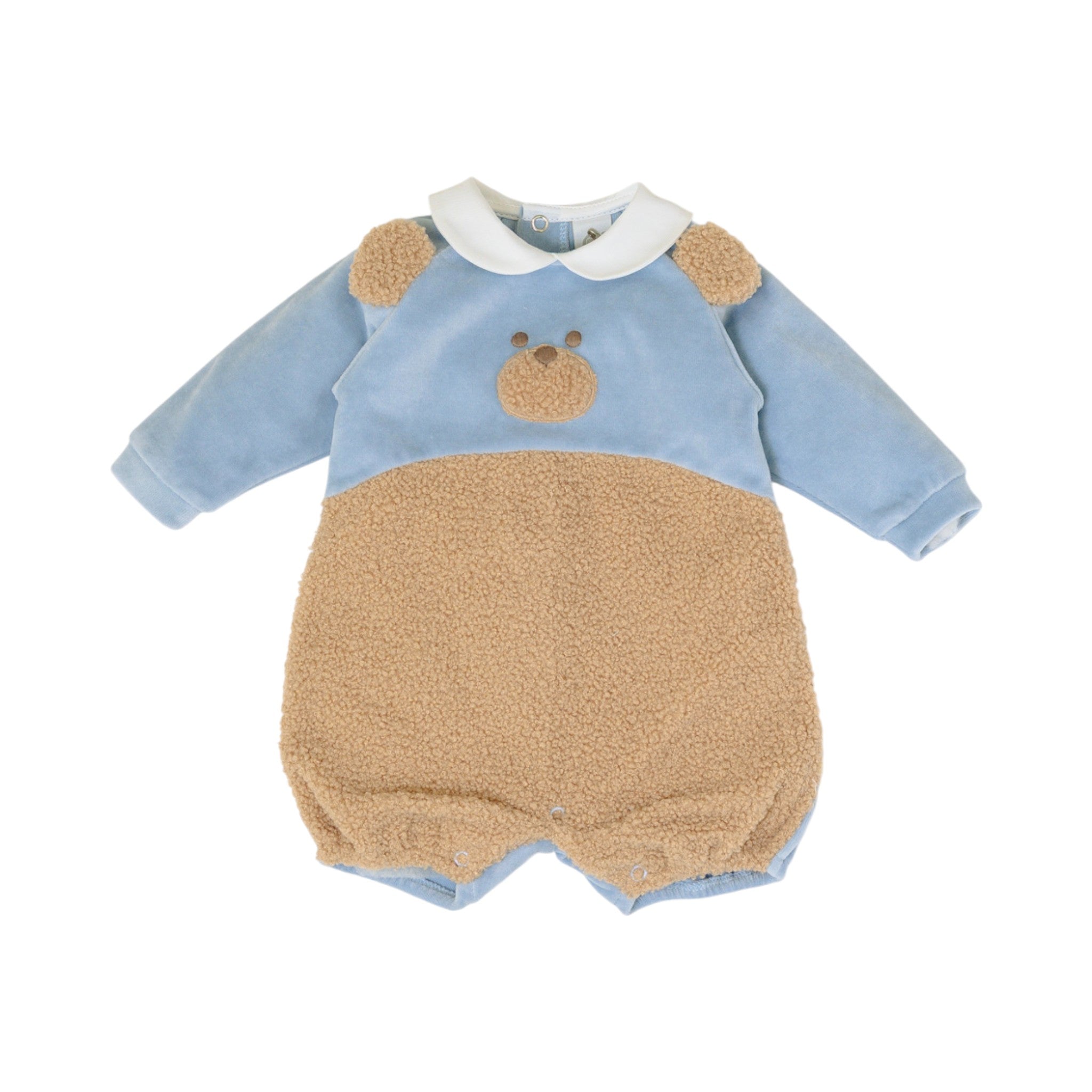 100% Chenille Baby Romper, Sky Blue, Bear and Balloons Design, IN7023/C