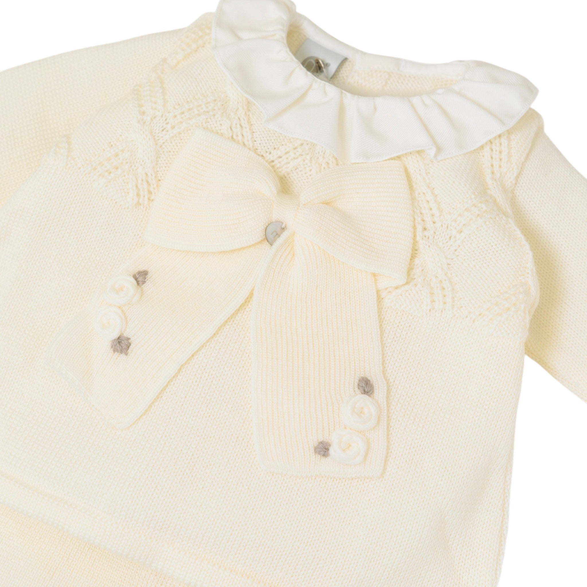 100% Virgin Wool Newborn Baby Set, Vanilla Tortora IN2419/V