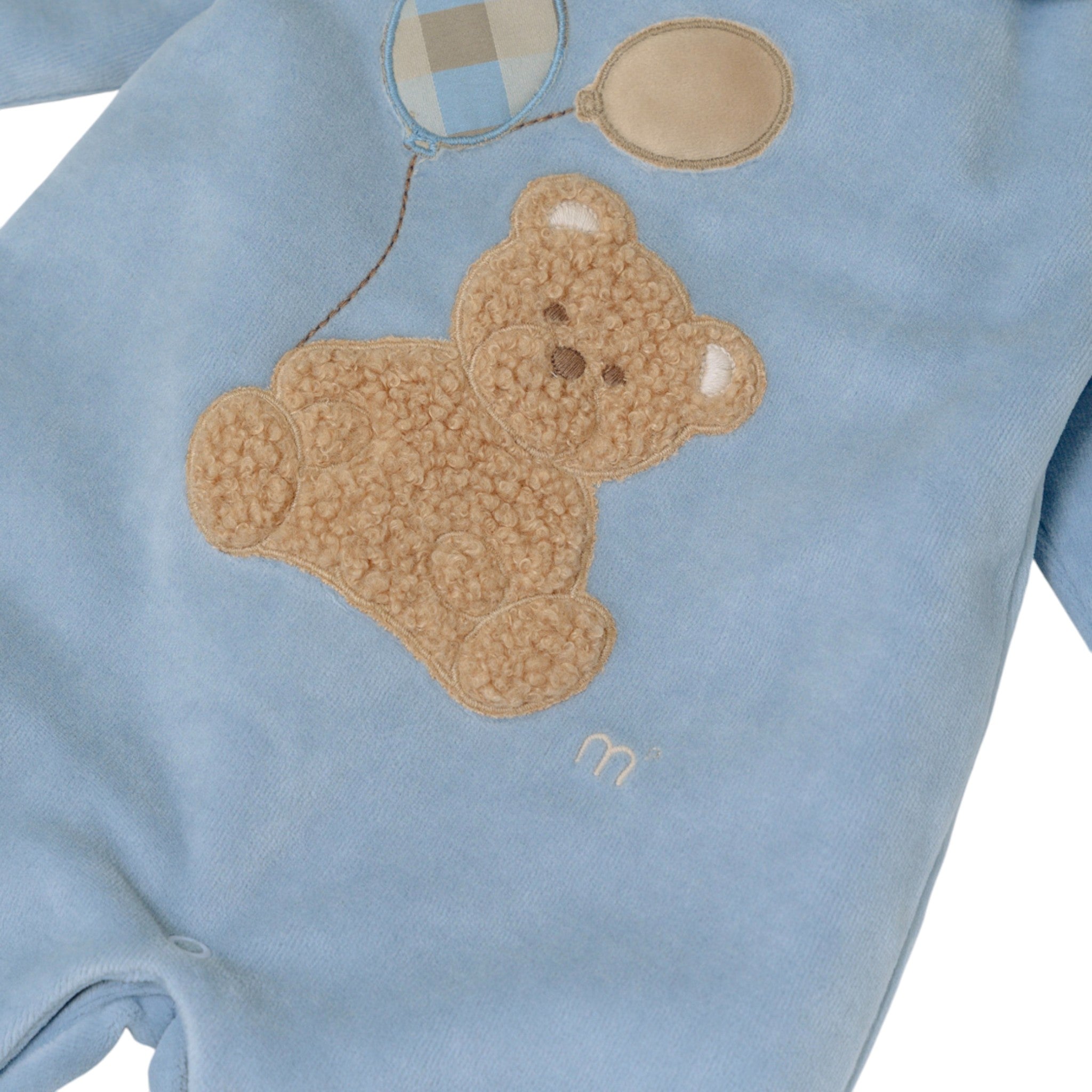 100% Chenille Baby Romper, Sky Blue, Bear with Balloons IN7014/C