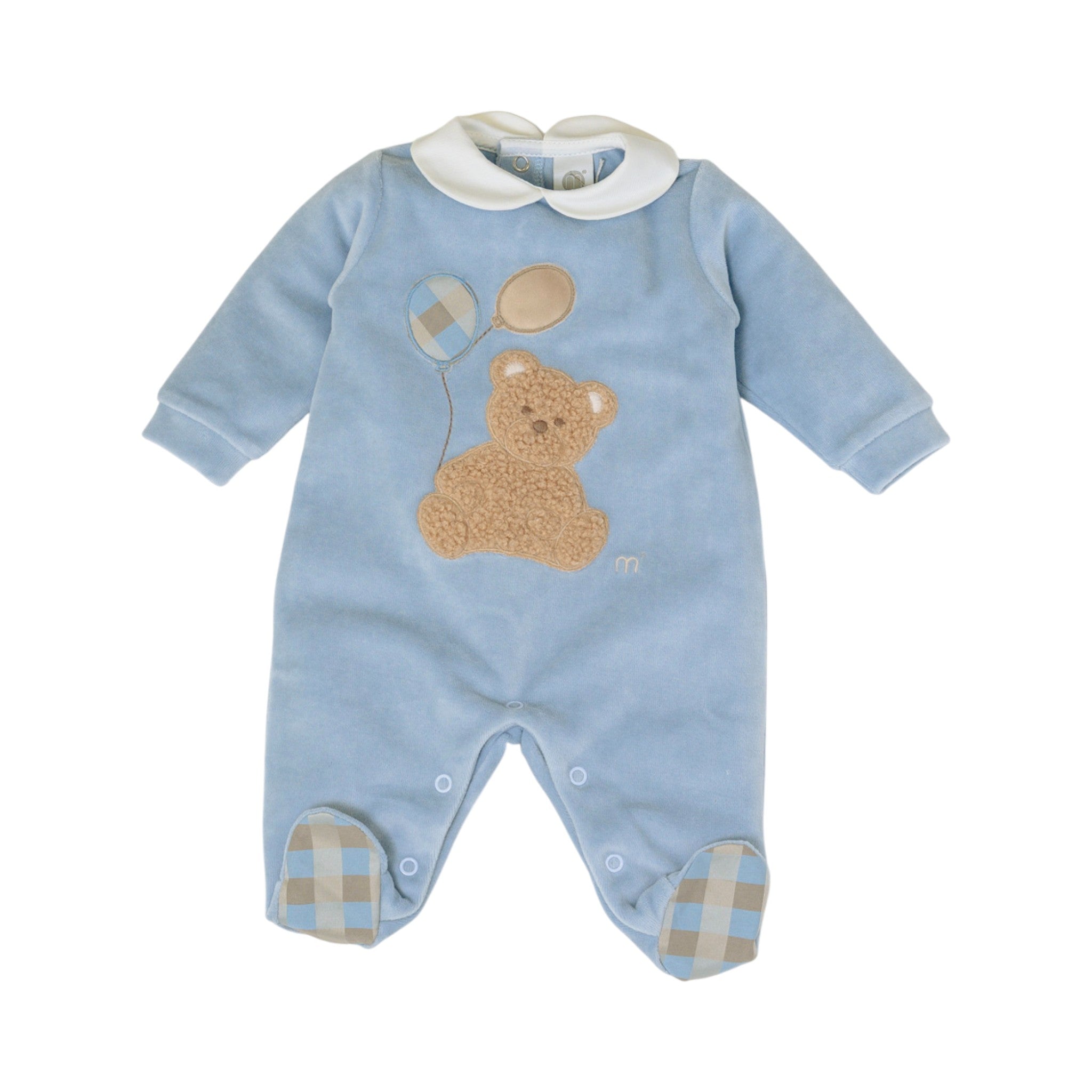 100% Chenille Baby Romper, Sky Blue, Bear with Balloons IN7014/C