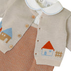 Completo Neonato Lana Vergine 100% Tortora Cielo Polvere IN5131/C