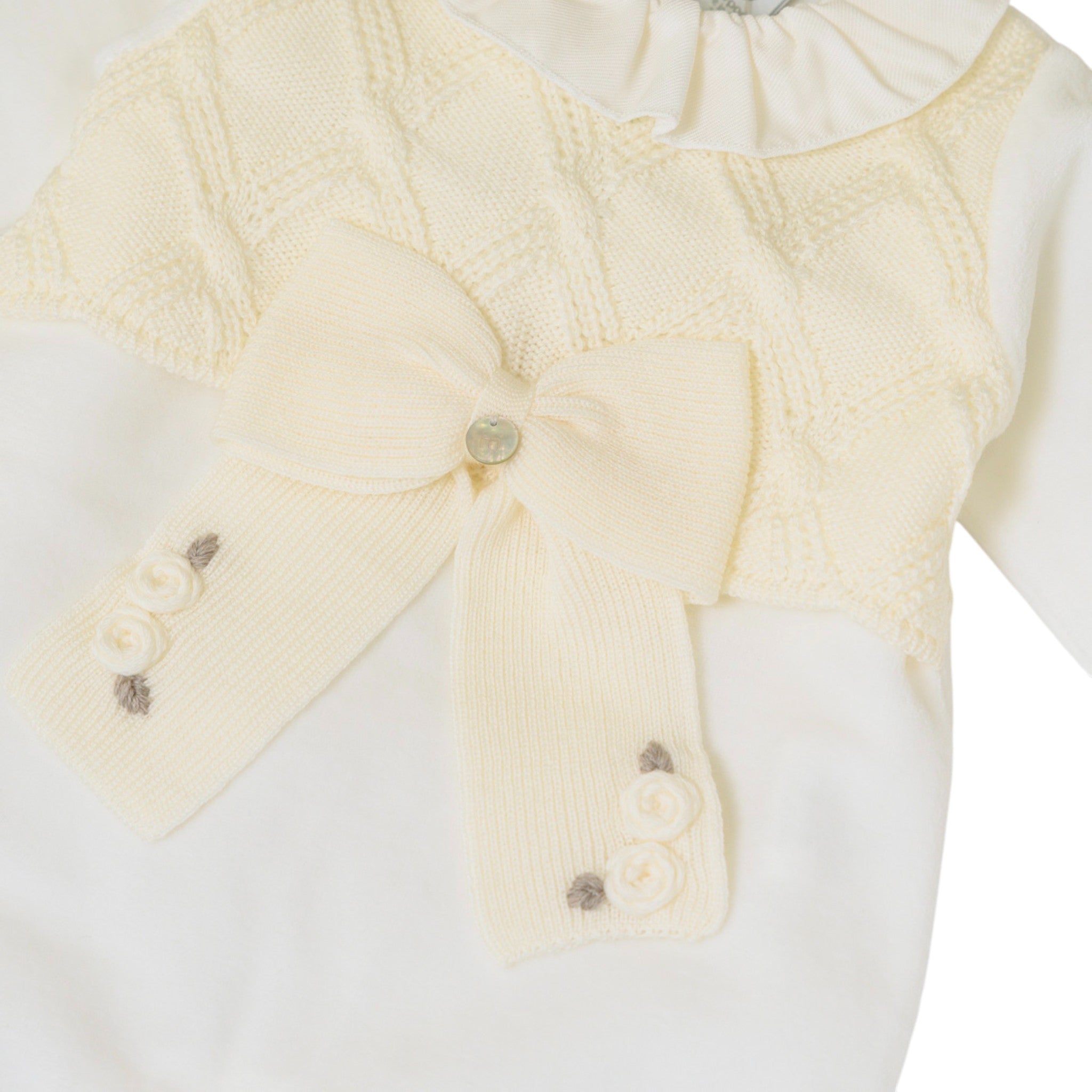 100% Virgin Wool Baby Romper, Vanilla Tortora IN2414/V