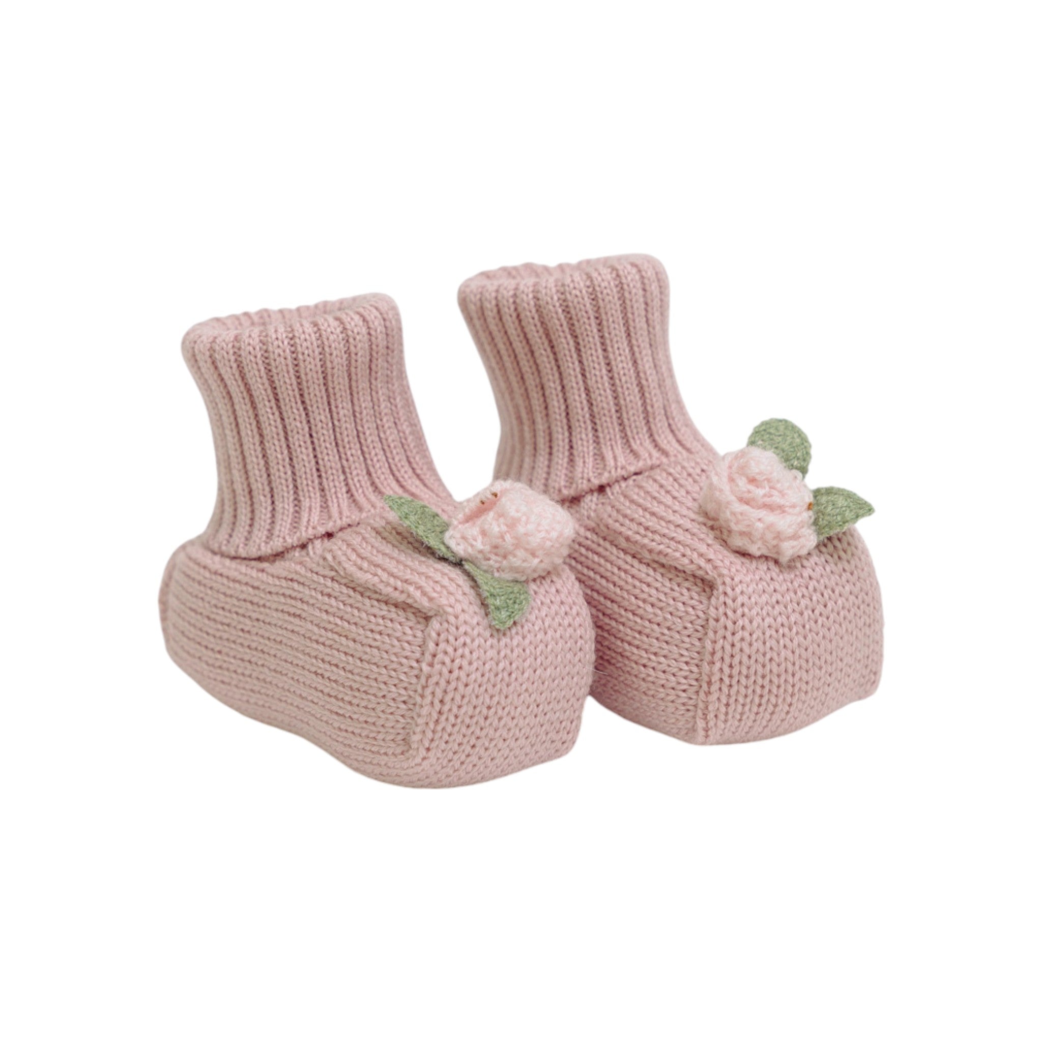 Babbucce Neonata Lana Vergine 100% Rosa Marsala IN19S/R