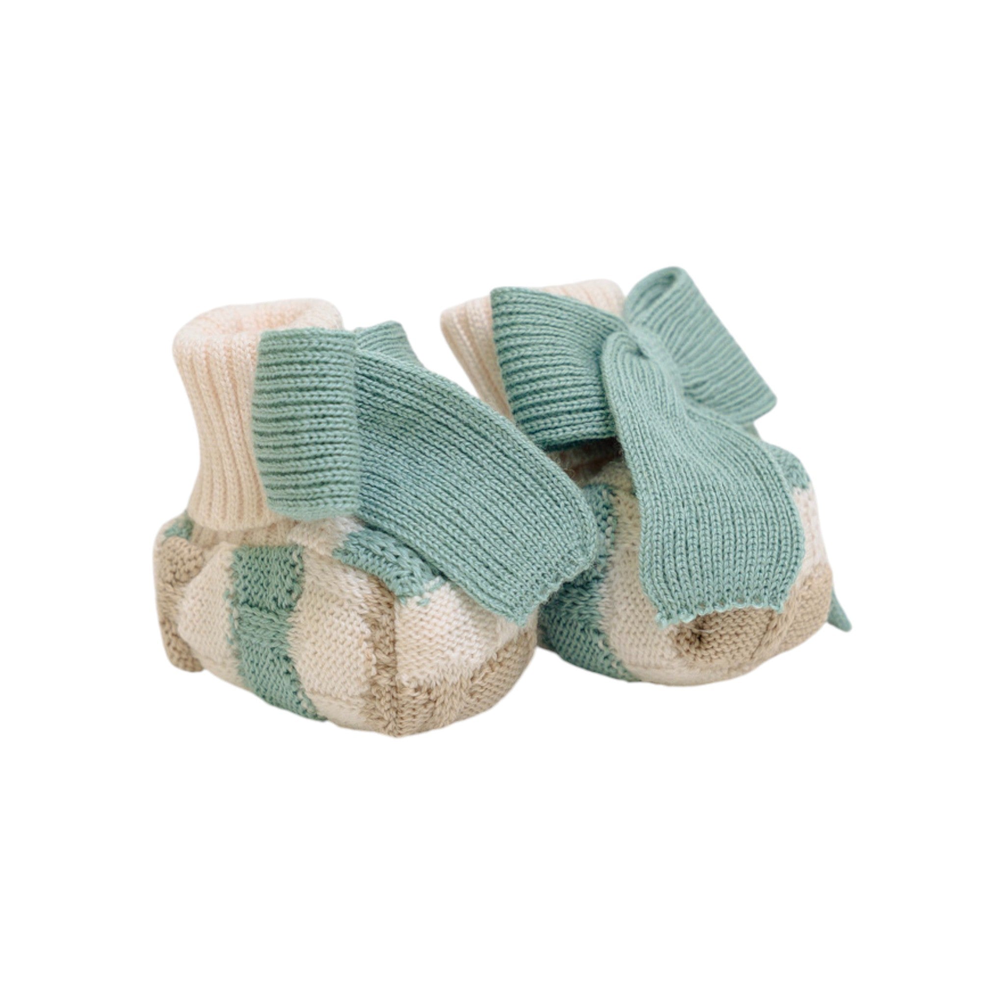 Babbucce Neonata Lana Vergine 100% Vaniglia Verde IN23S/V
