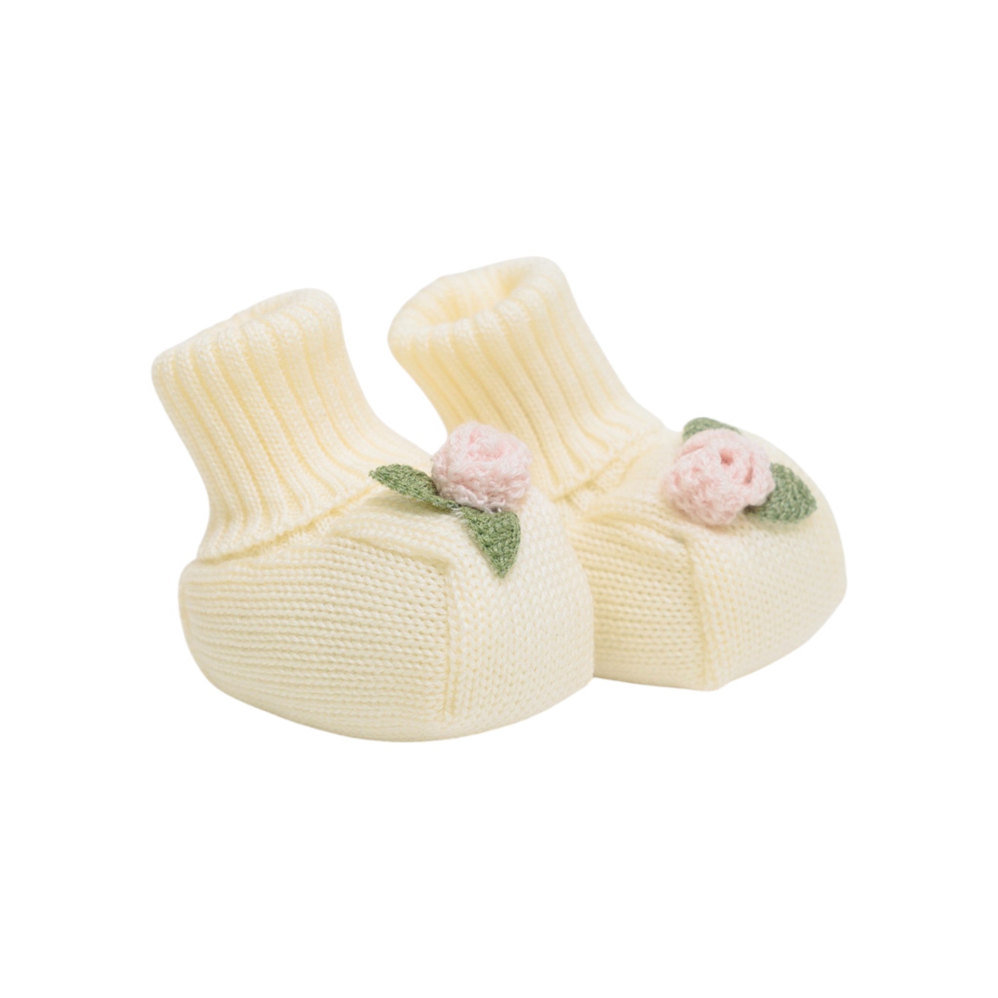 Baby Booties, 100% Virgin Wool, Vanilla Pink Marsala IN19S/V