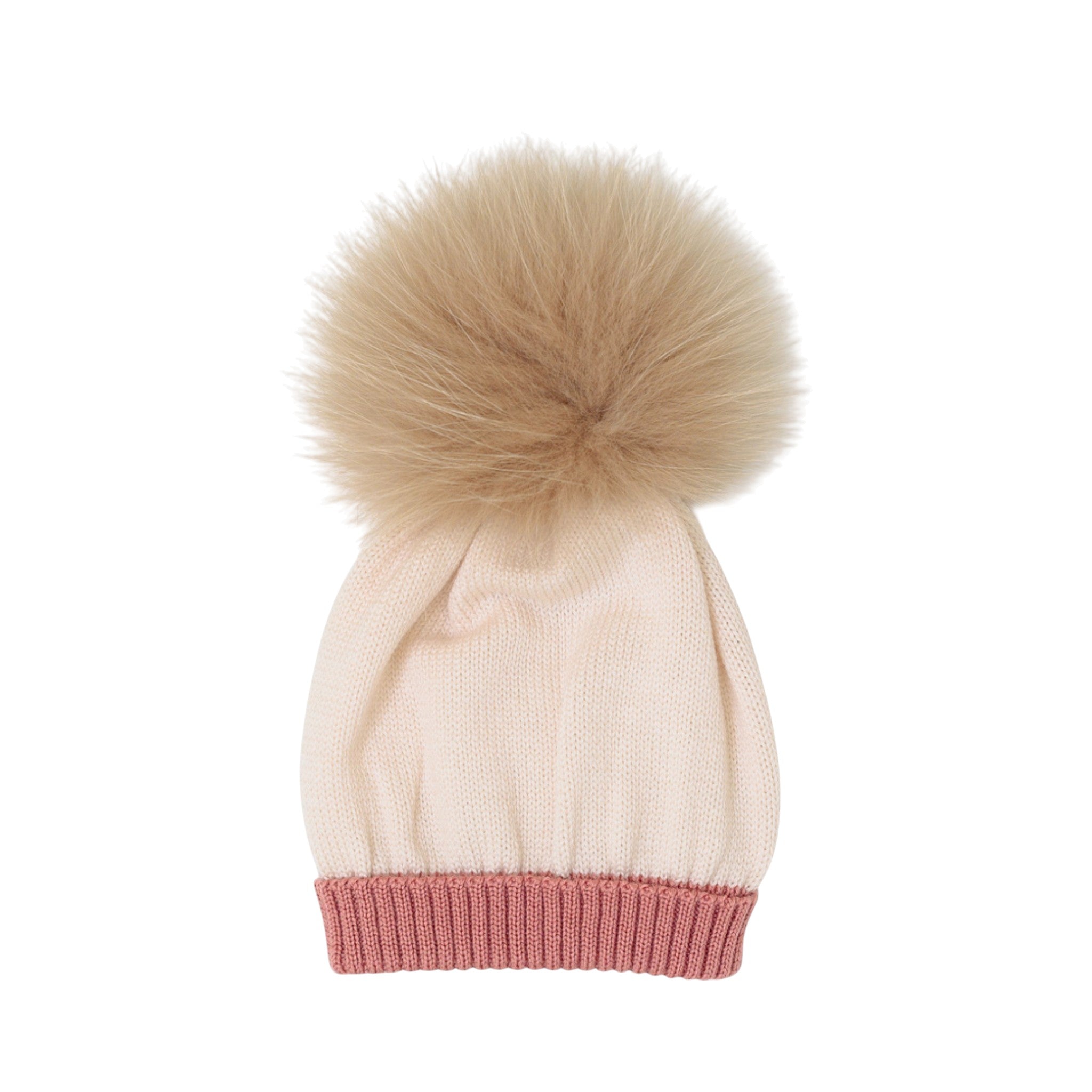 100% Natural Virgin Wool Baby Hat, Pink Pon Pon IN7171/R