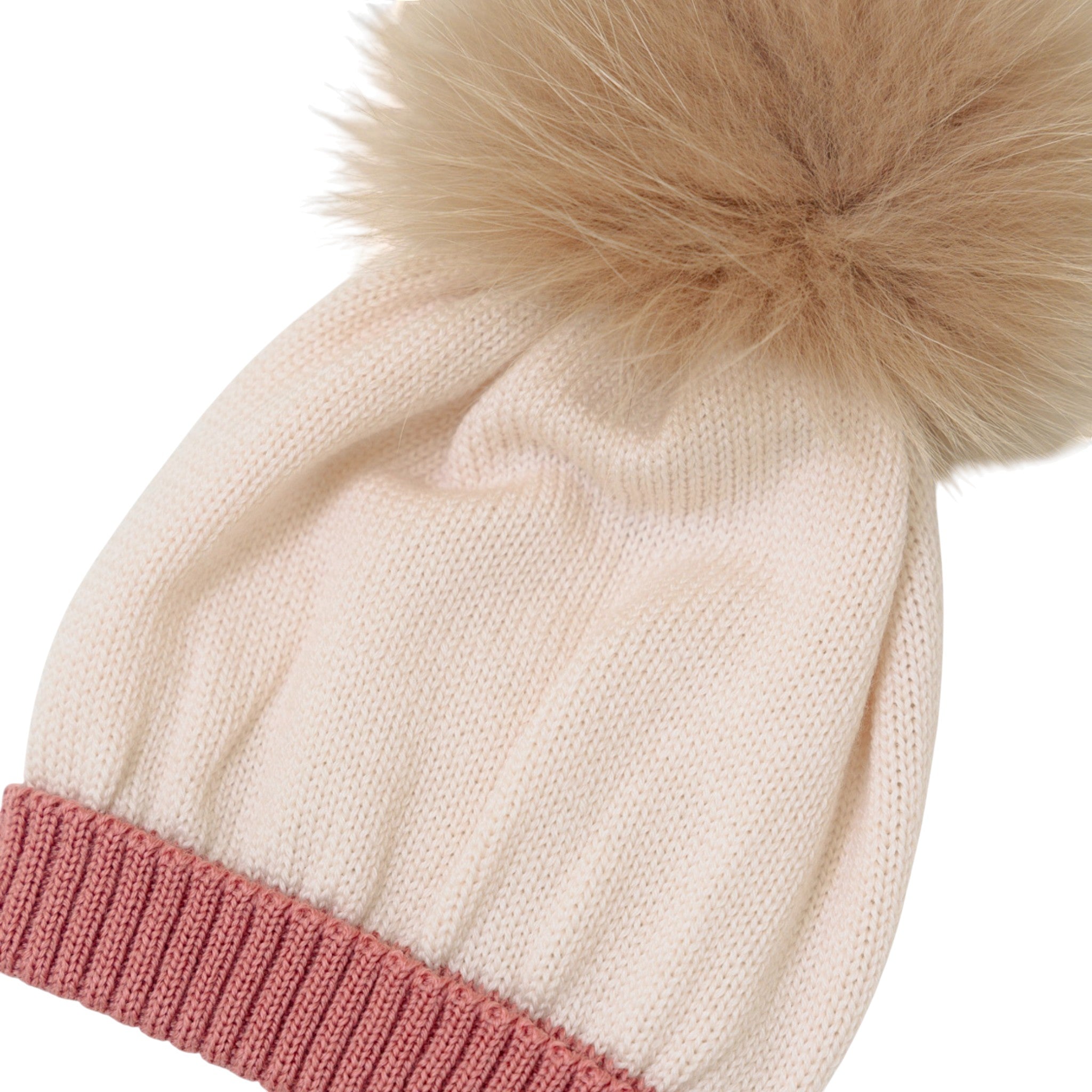 100% Natural Virgin Wool Baby Hat, Pink Pon Pon IN7171/R