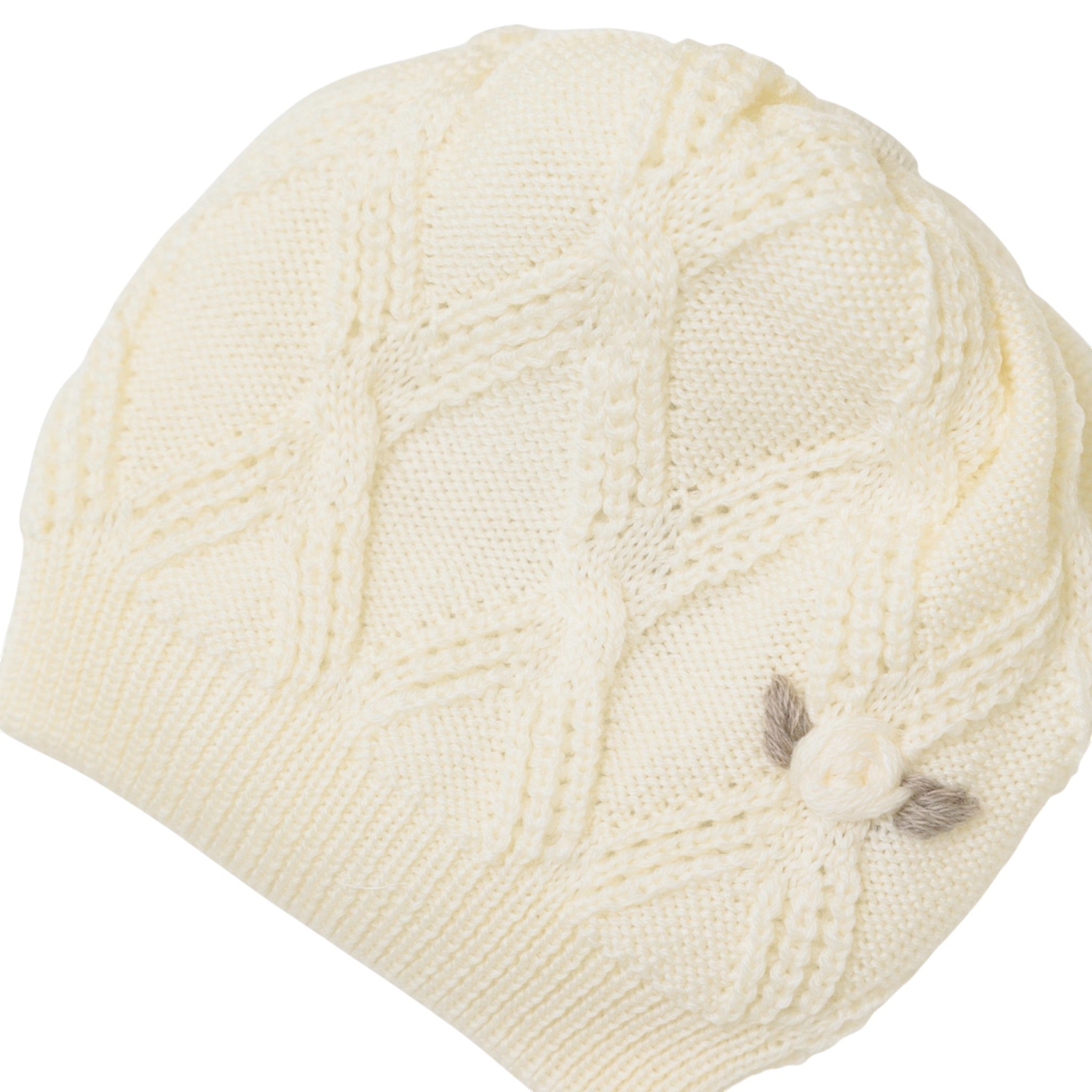 100% Virgin Wool Baby Hat, Vanilla Tortora IN2471BT/V