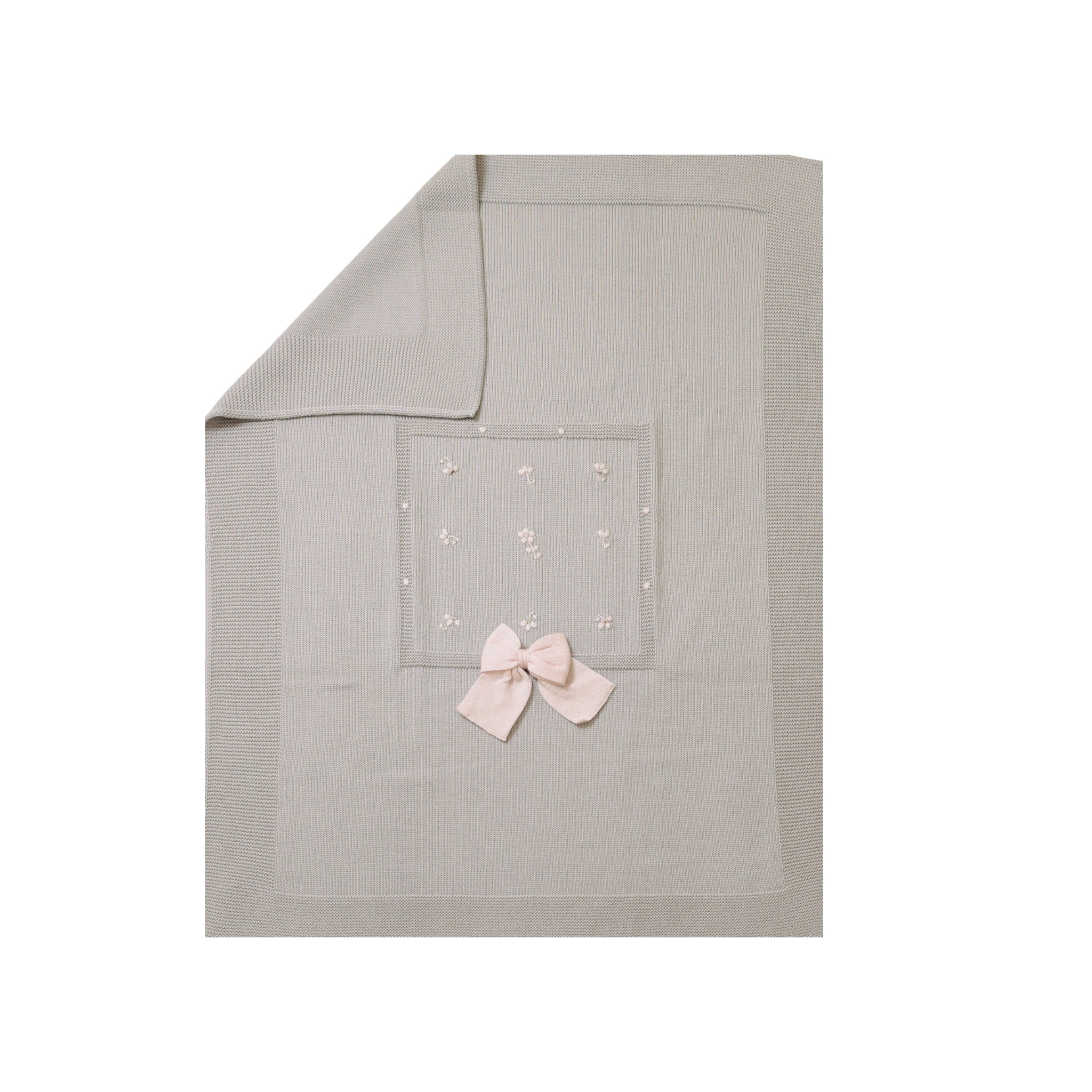 Embroidered Flower Baby Blanket, Ivory Flowers 132/S