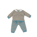 Grün gestreiftes Baby-Set aus reiner Wolle BABY LORD 523