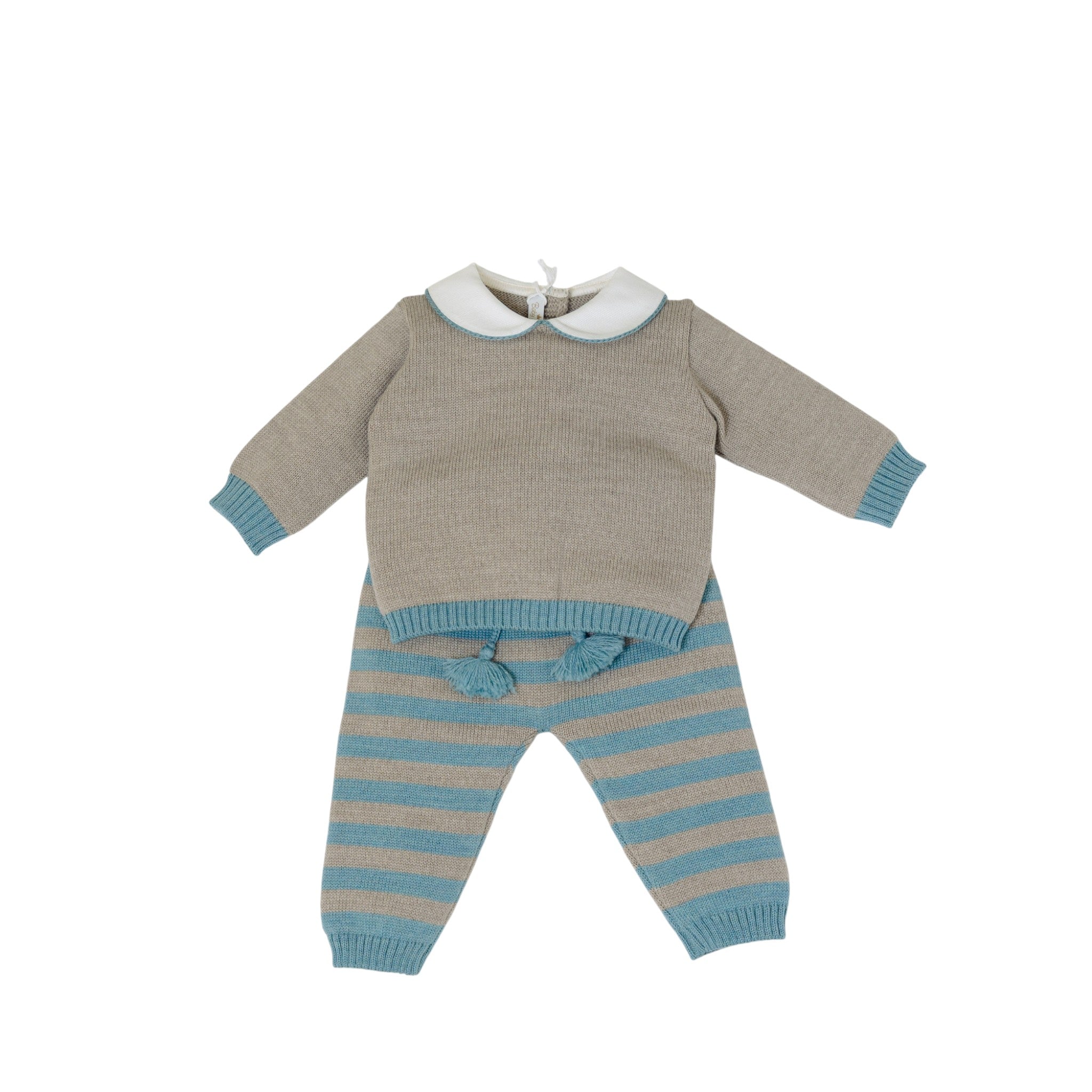 Baby Boy's Green Striped Pure Wool Newborn Set BABY LORD 523