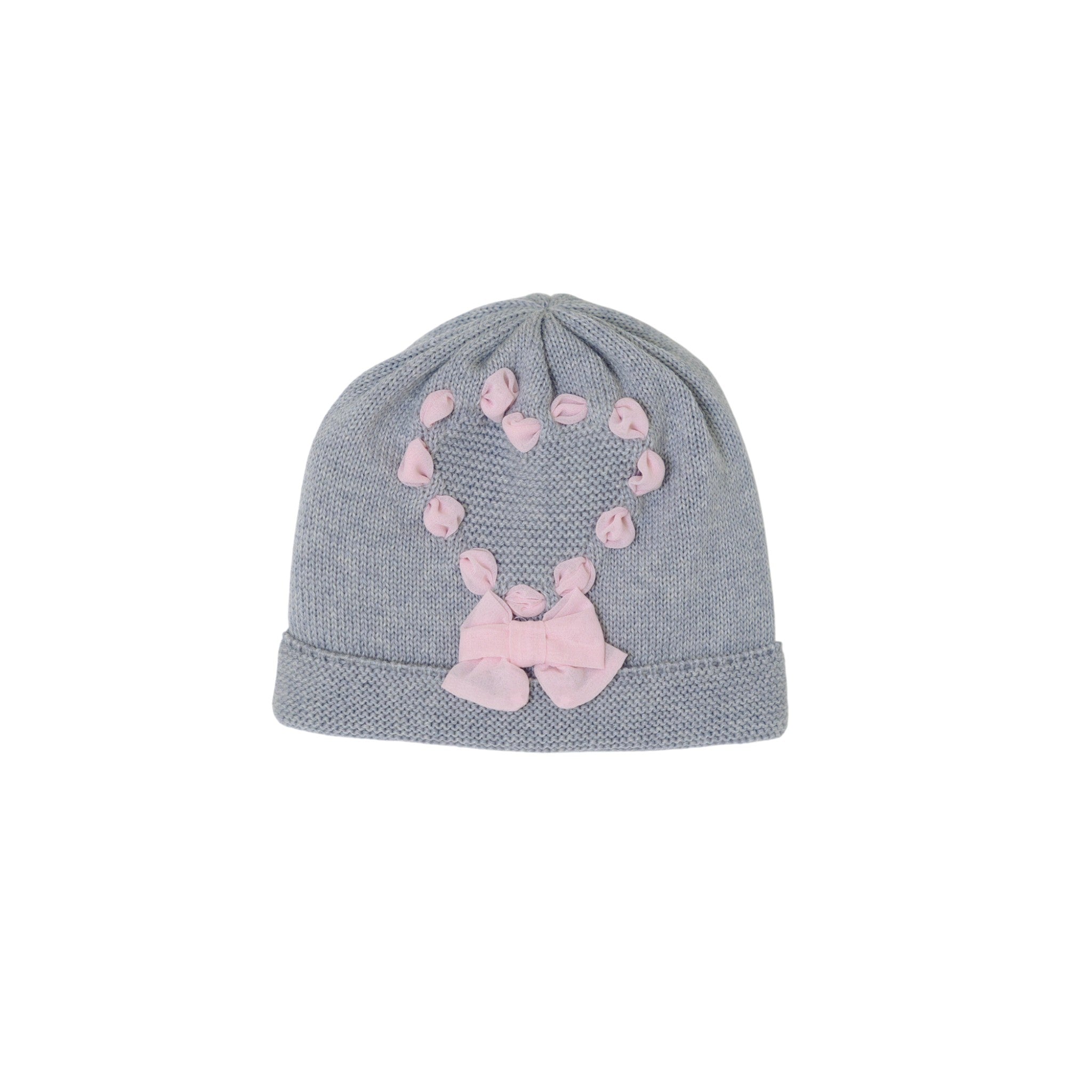 Heart-shaped beanie in cady fabric for newborn babies, Grey CUORE/611