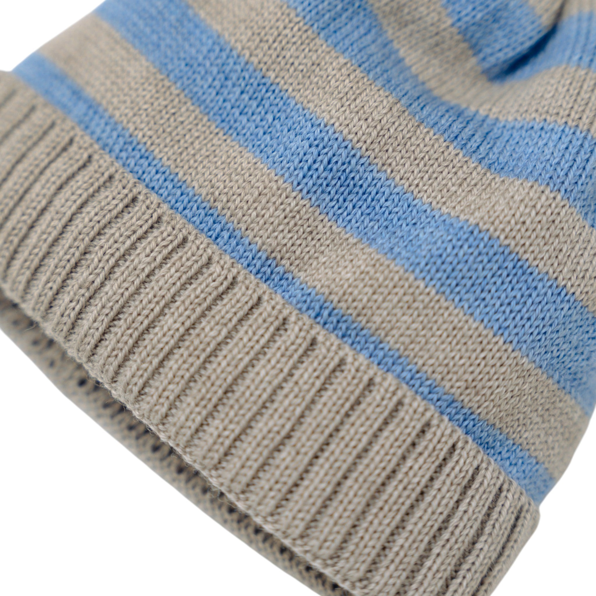 Tortora Hat with Blue Stripes, Pure Wool, BABY LORD 608/A