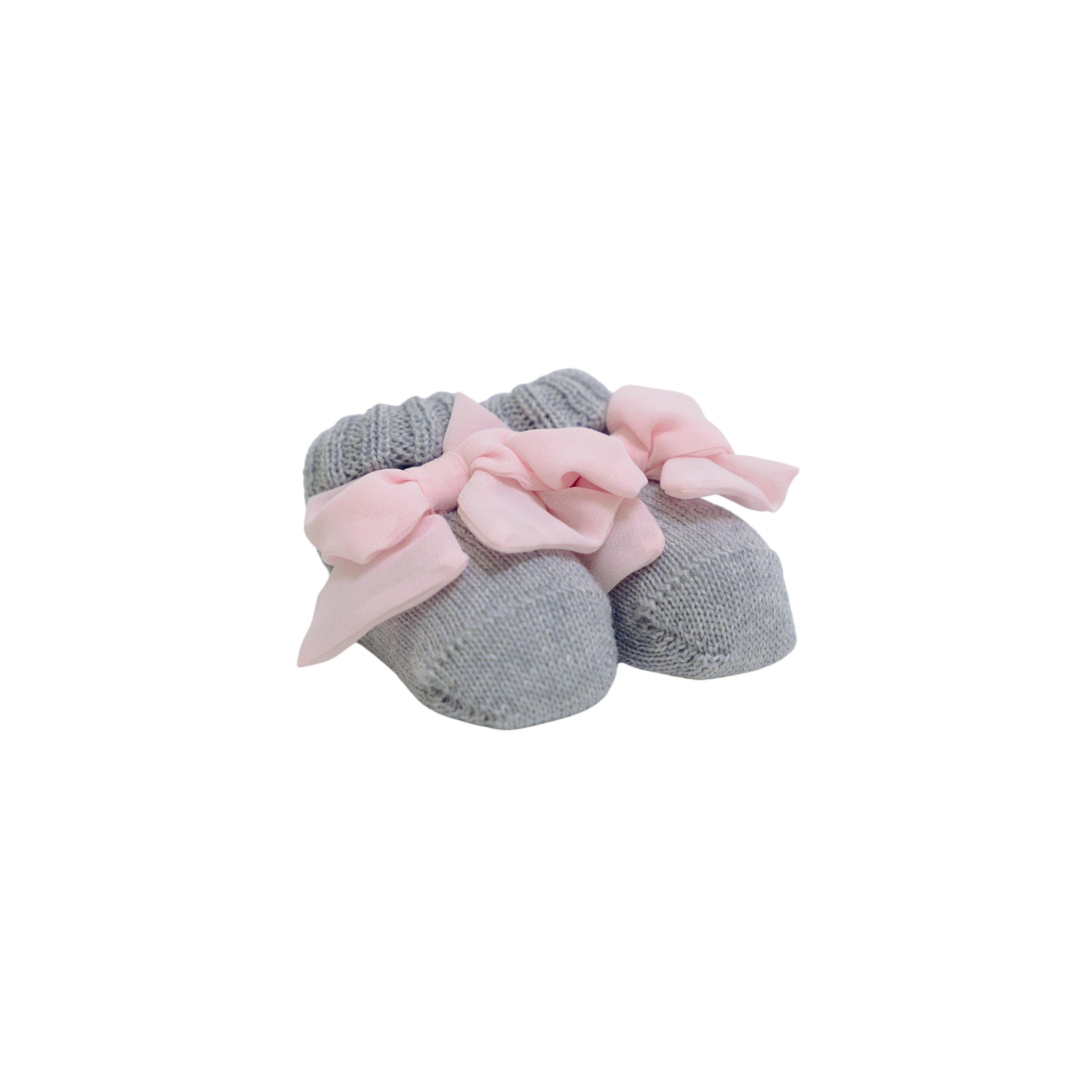 Heart-shaped baby booties in cady fabric, Newborn, Grey, CUORE/703