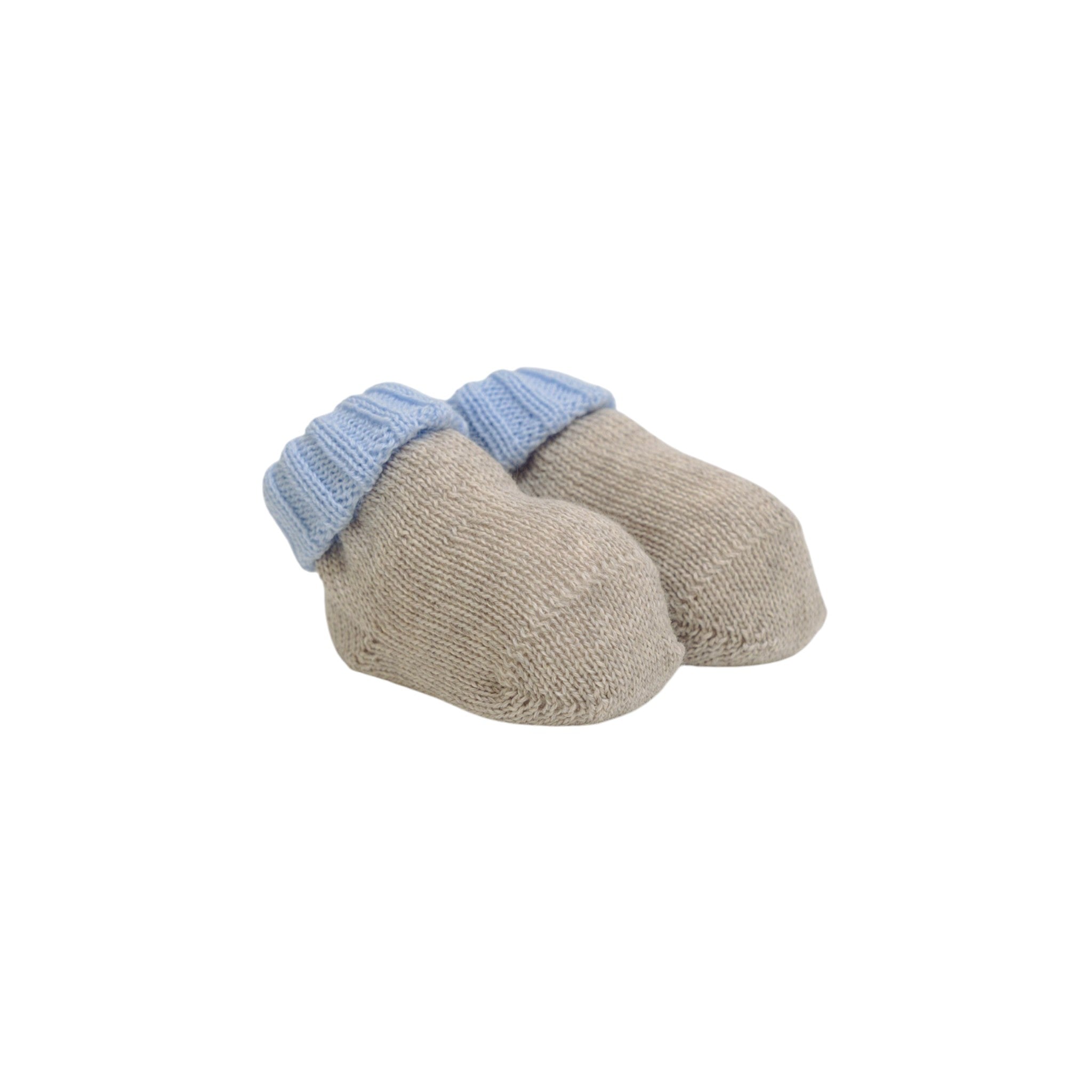 Baby Booties TORTORA with SKY-BLUE Turn-up, LE DODO' - Made in Italy SC90-3005