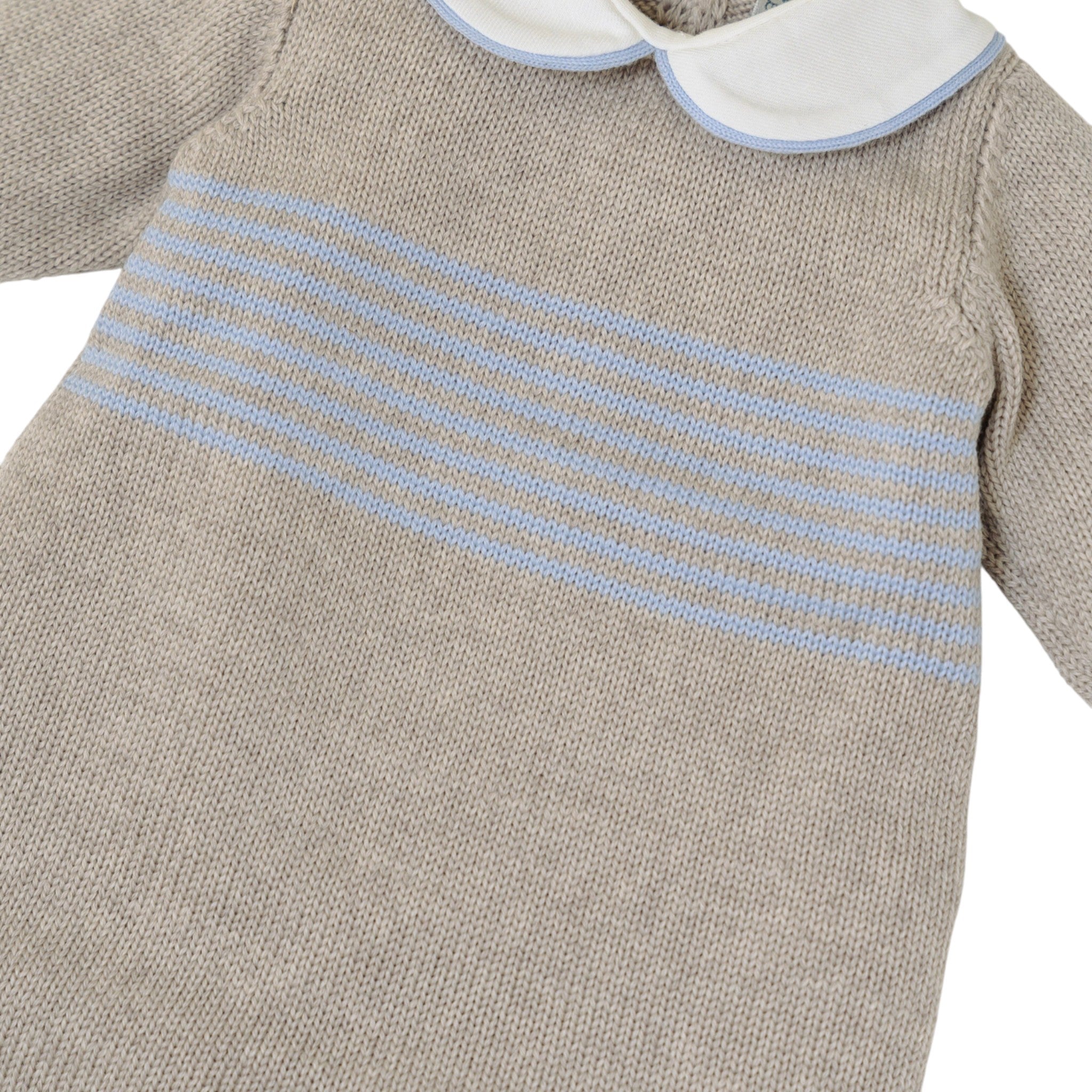 Baby Boy Romper, Grey with Sky Blue Stripes, LE DODO' - Made in Italy T90L-3005
