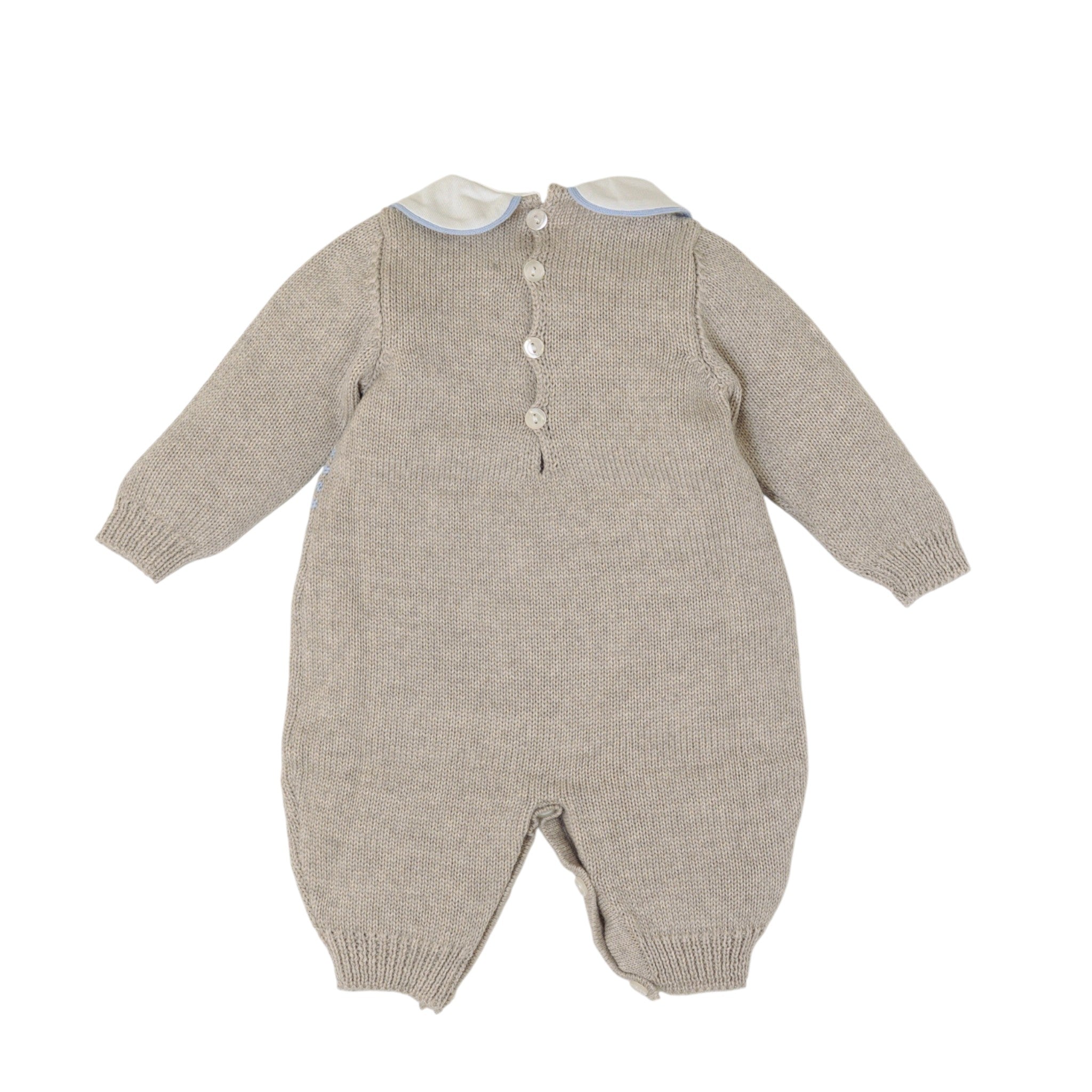Baby Boy Romper, Grey with Sky Blue Stripes, LE DODO' - Made in Italy T90L-3005