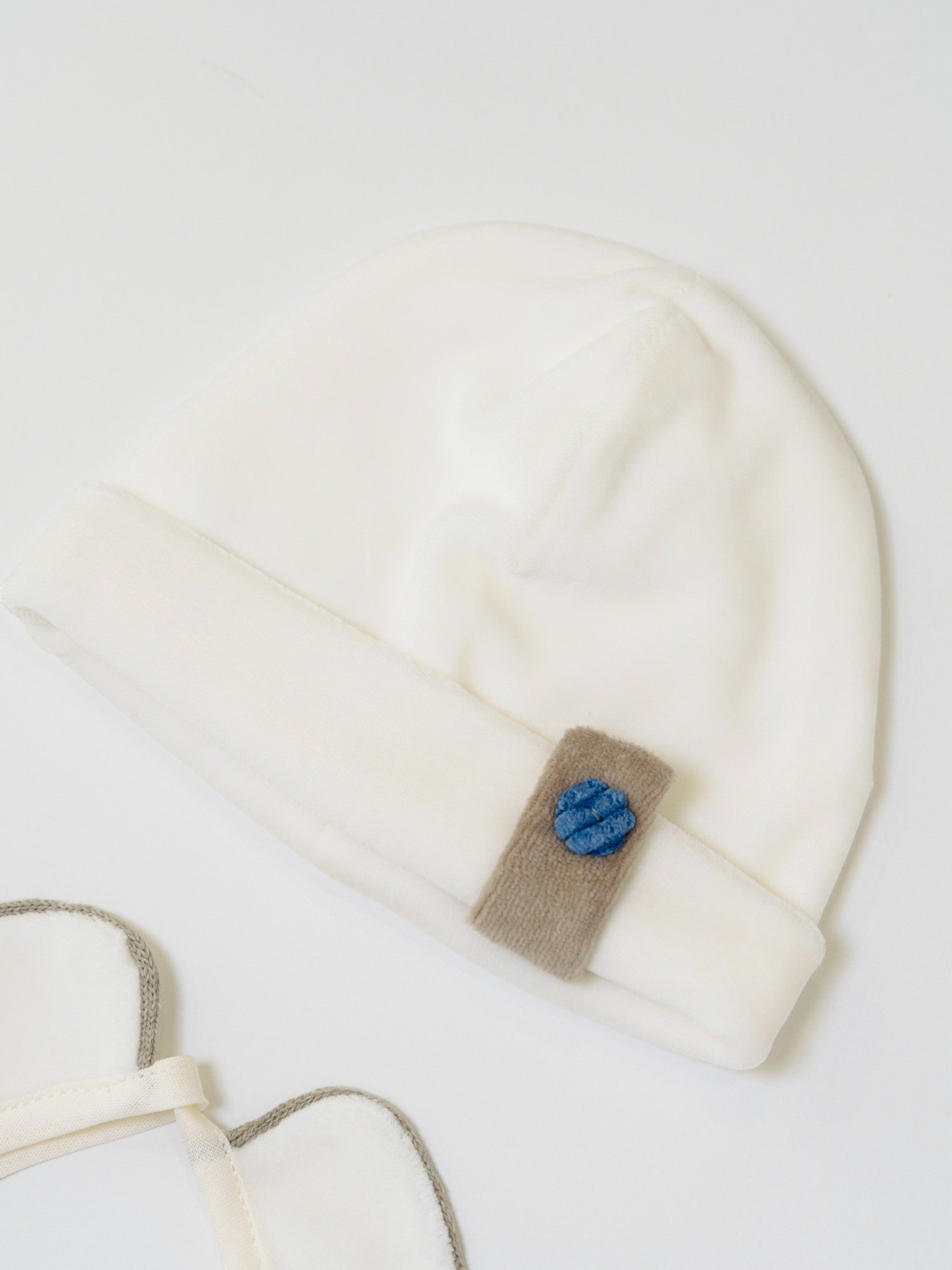 Cuffia e Bavetta Neonato AZZURRO LR1110 -  NANU' BABY
