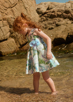 Abito Mikado Stampato Turchese 5052/8