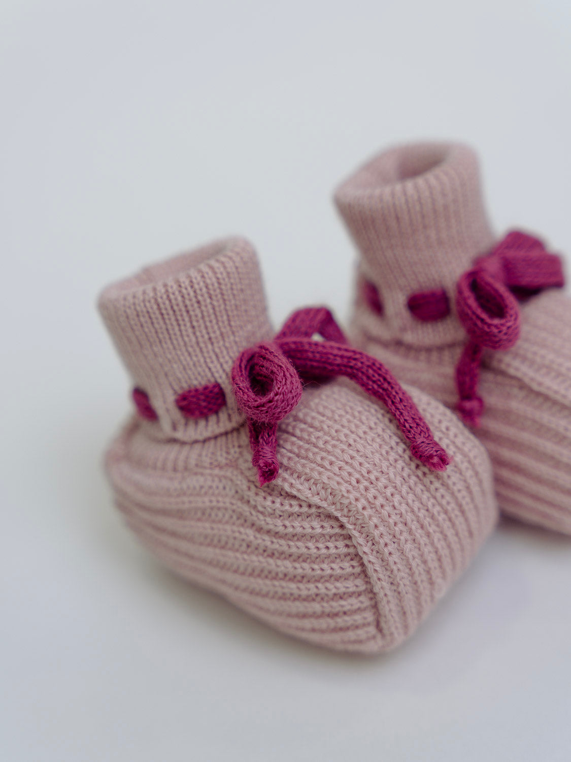 Babbucce lana rosa marsala fiori Neonata ROSA IN14S/R -  NANU' BABY