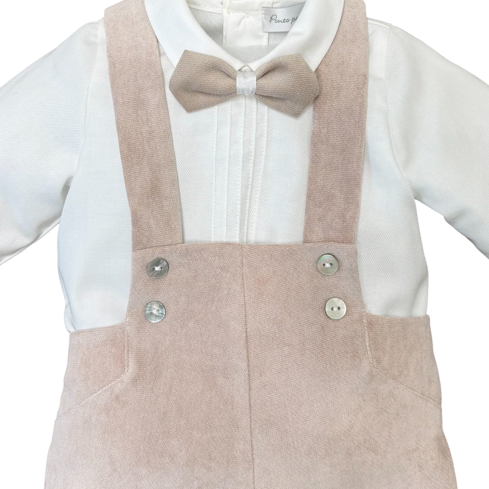 Completo Cerimonia Bimbo Misto Cotone Beige - PONTO POR PONTO 1/6417-B