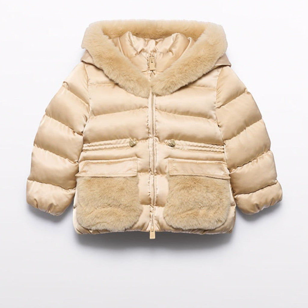 Giubbotto satinato pelo Bimba Beige 5849/14 -  NANU' BABY