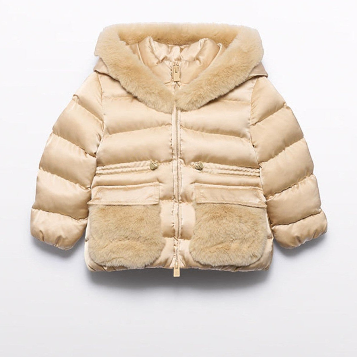 Giubbotto satinato pelo Bimba Beige 5849/14 -  NANU' BABY