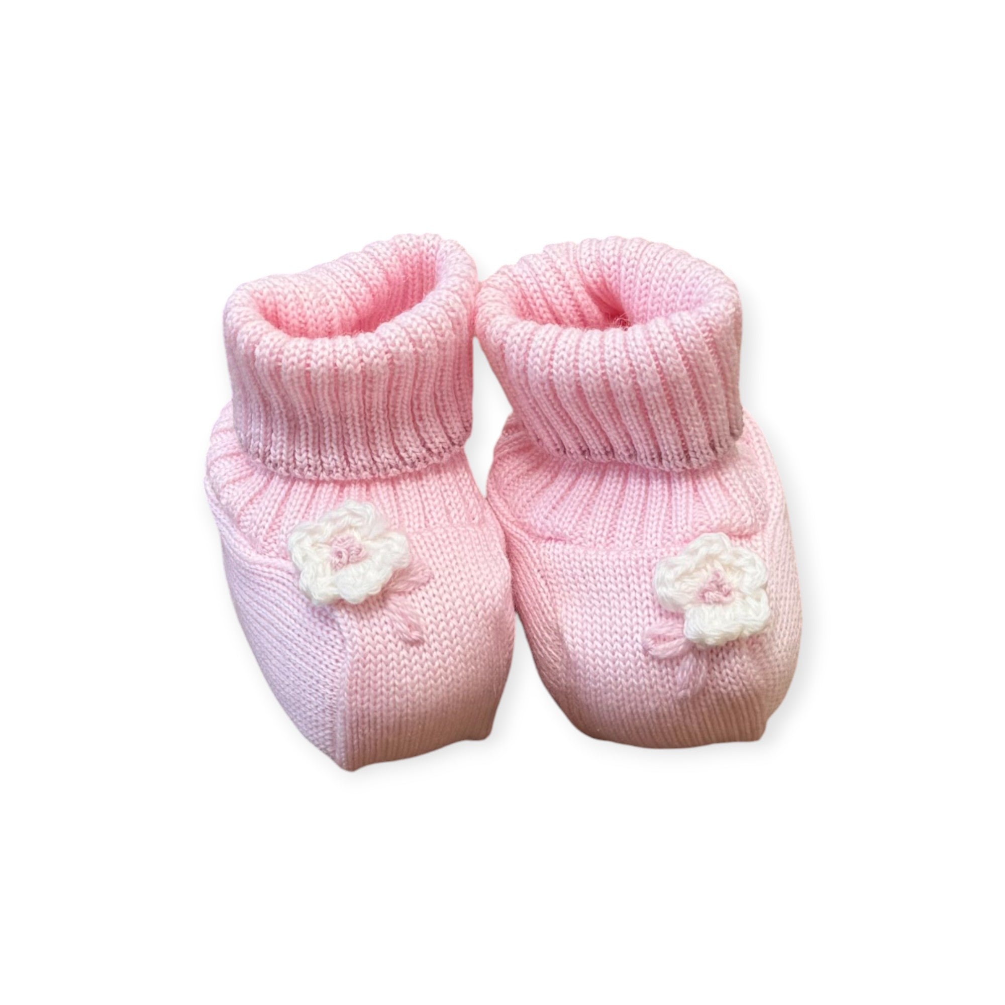 Pink Flower Baby Booties 7786